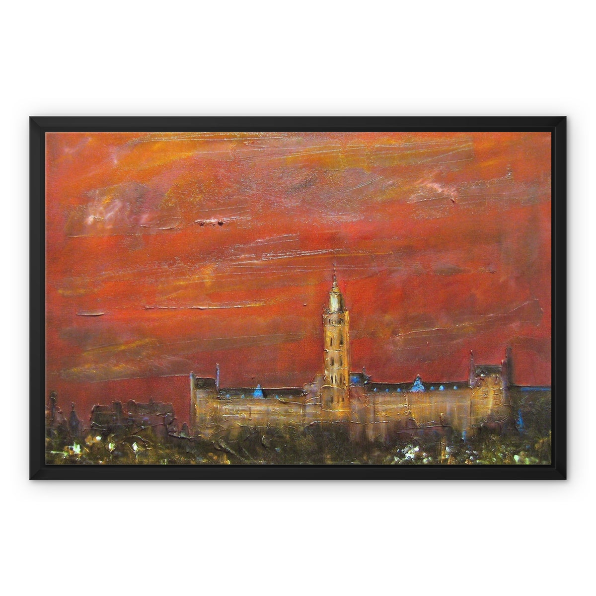 Glasgow University Dusk Framed Canvas