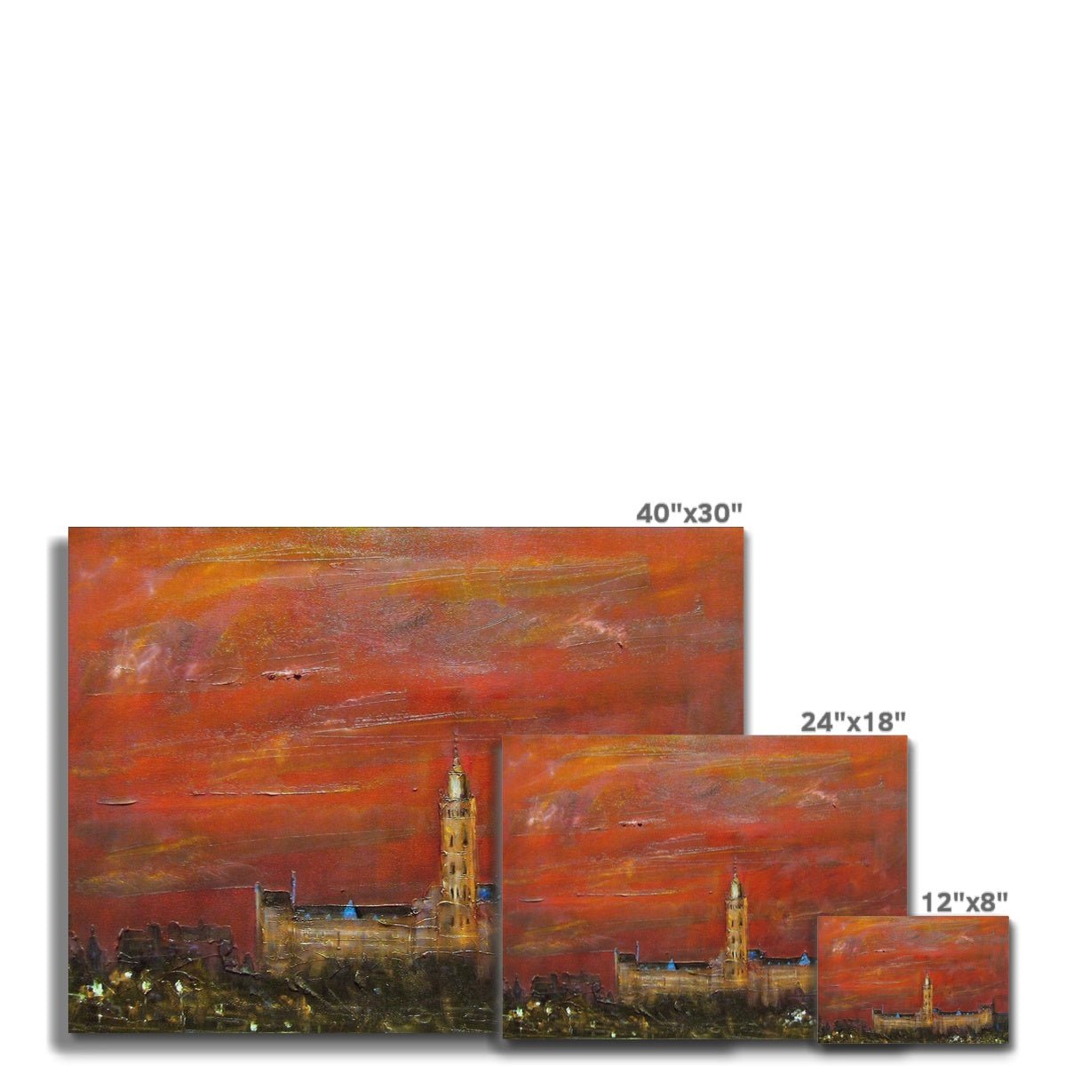 Glasgow University Dusk Painting | Canvas Prints From Scotland