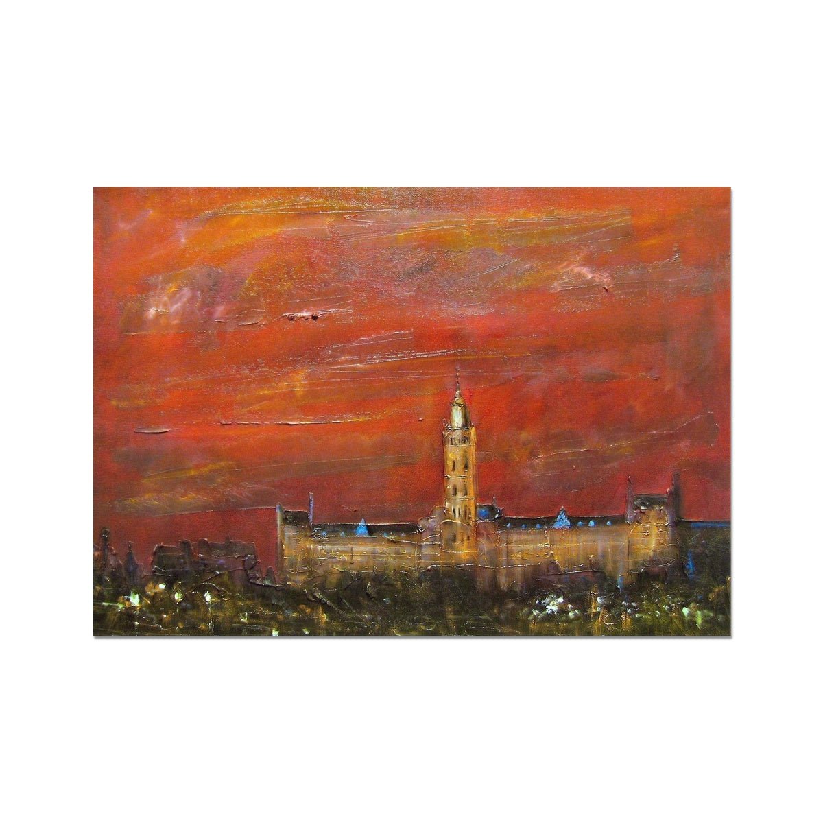 Glasgow University Dusk Painting | Signed Art Prints From Scotland | By Scottish Artist Hunter