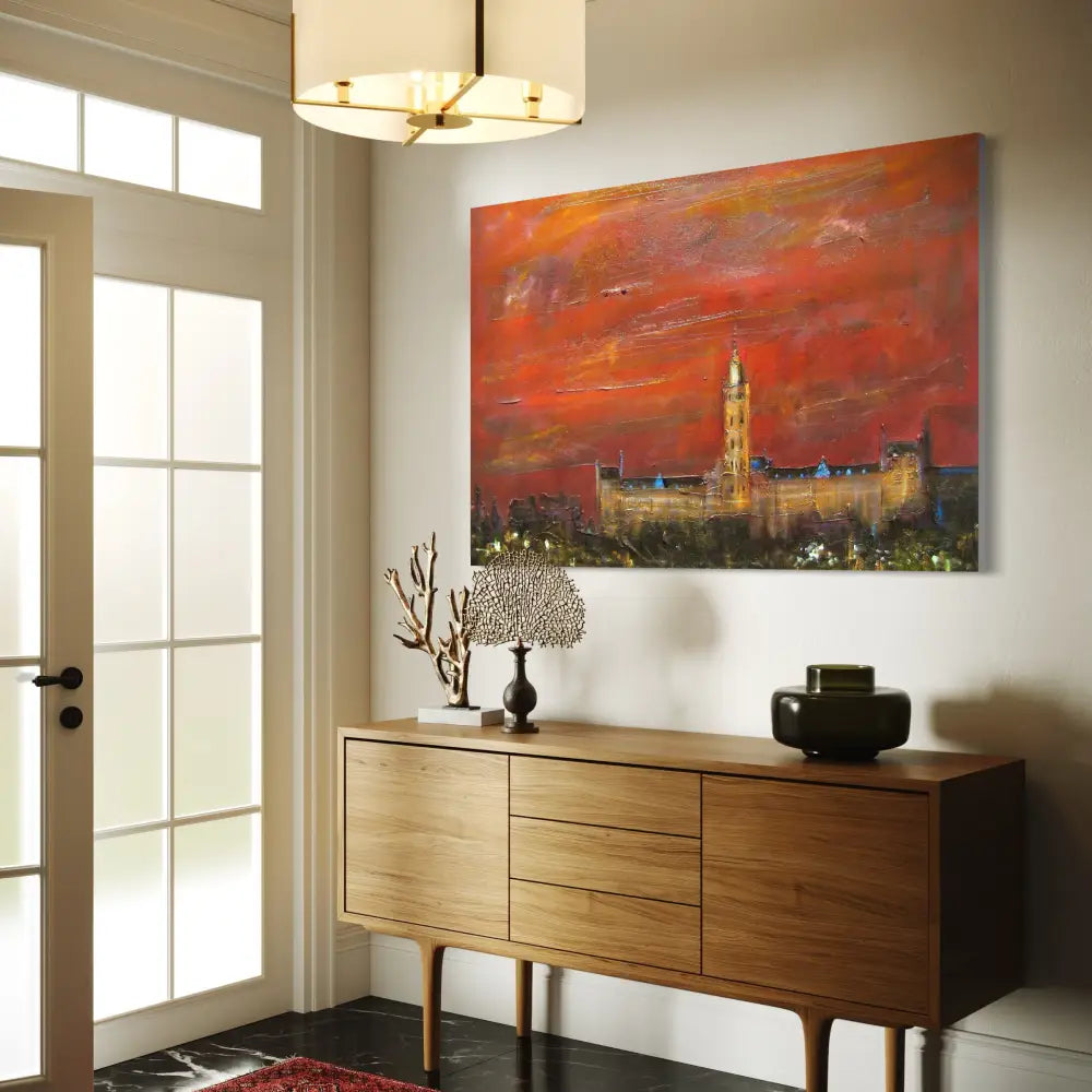 Glasgow University Dusk Statement Interior Wall Art Canvas