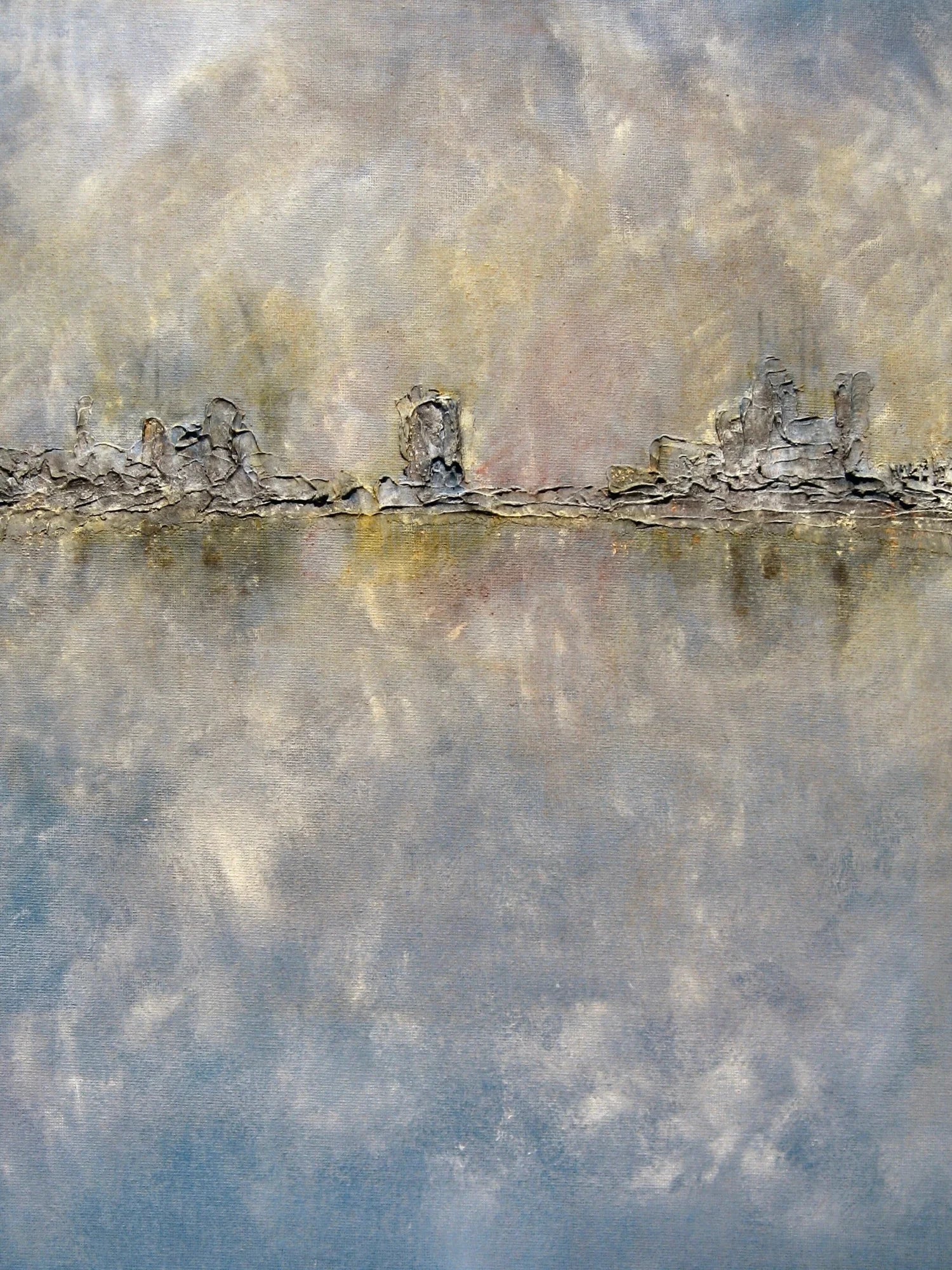 Glasow Harbour Mist - Edinburgh & Glasgow Art Gallery Scotland Worldwide Shipping Abstract Cityscape Reflection Kevin Hunter Portfolio