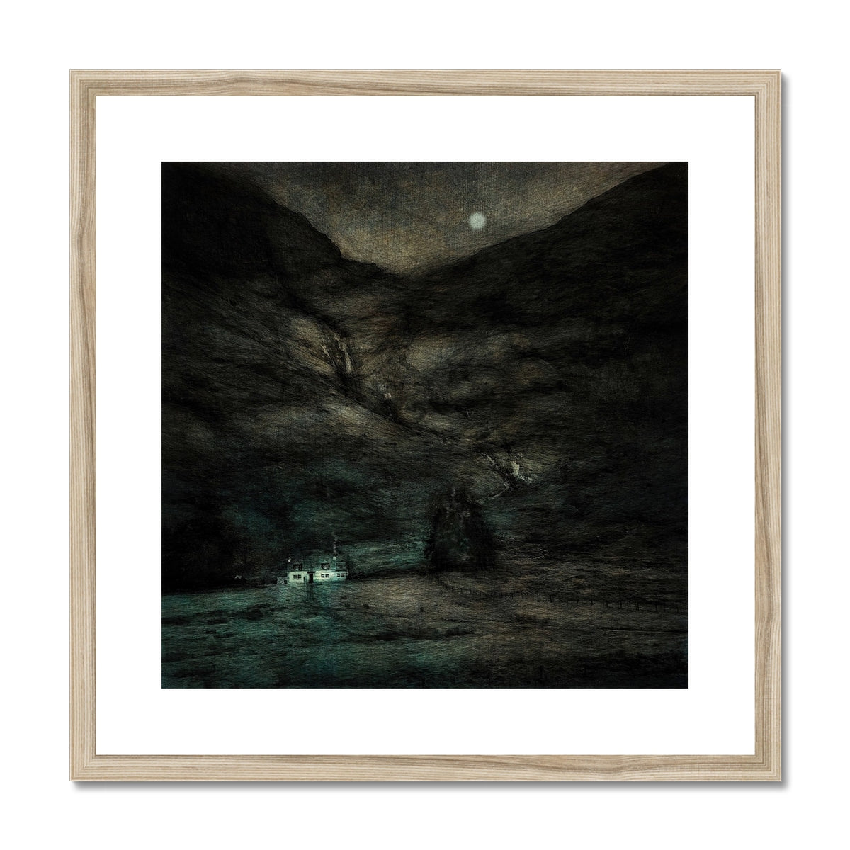 Glencoe Cottage Moonlight Painting | Framed & Mounted Prints From Scotland