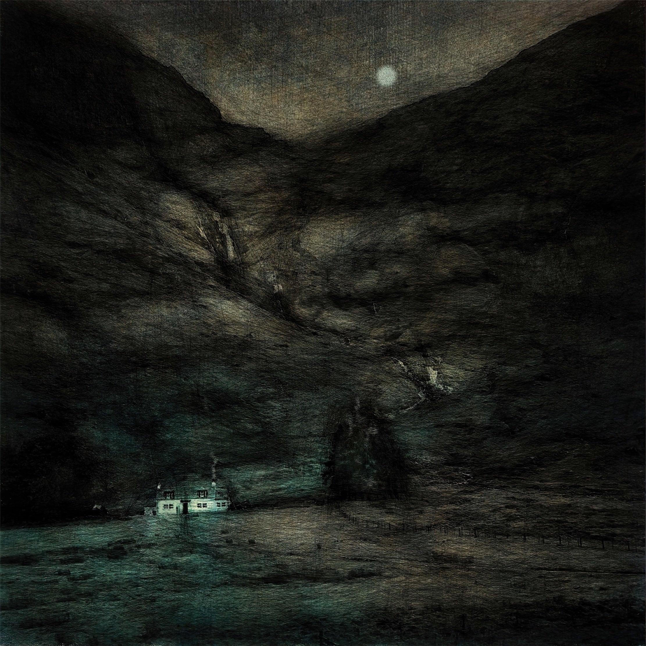 Glencoe Cottage Moonlight Scottish Landscape Painting