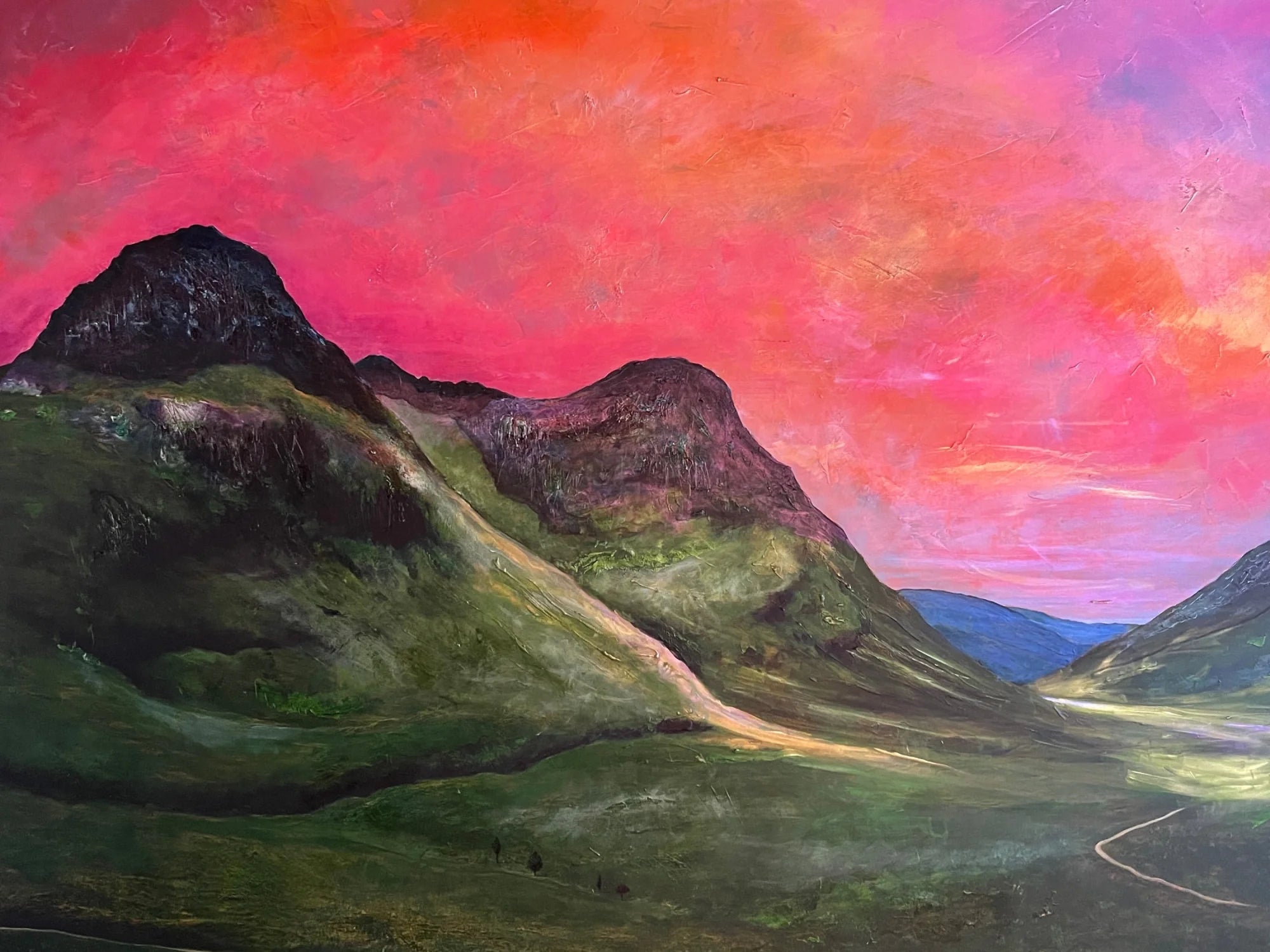 Glencoe Dusk - Art Gallery Scotland Worldwide Shipping Vibrant Mountain Landscape Kevin Hunter Portfolio Giclee Prints