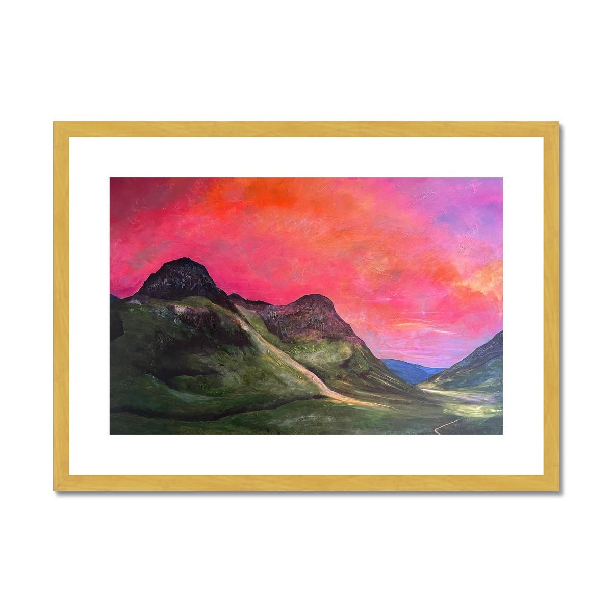 Glencoe Dusk Painting | Antique Framed & Mounted Prints From Scotland