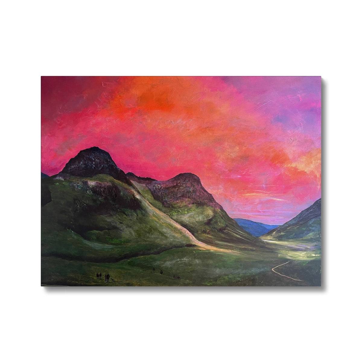 Glencoe Dusk Painting | Canvas From Scotland-Contemporary Stretched Canvas Prints-Glencoe Art Gallery-24"x18"-Paintings, Prints, Homeware, Art Gifts From Scotland By Scottish Artist Kevin Hunter