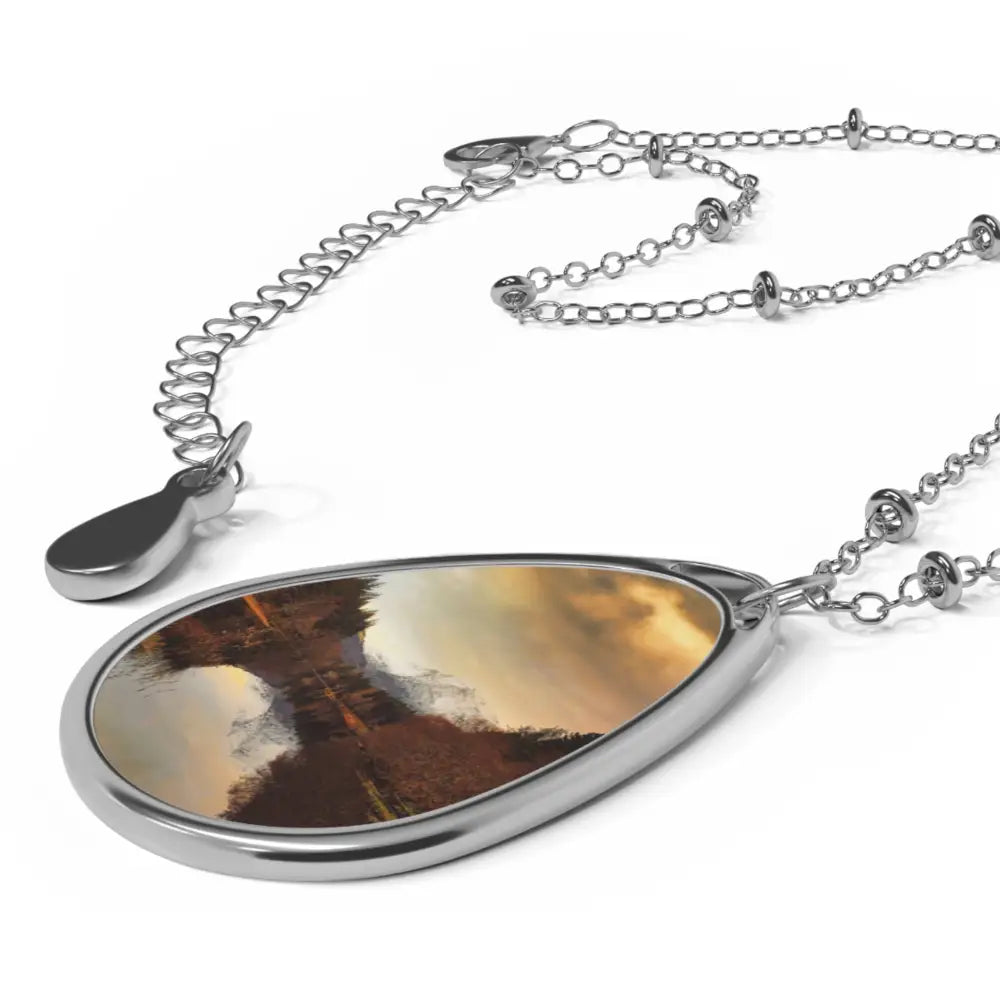Glencoe Lochan Dusk Ellipse Art Necklace