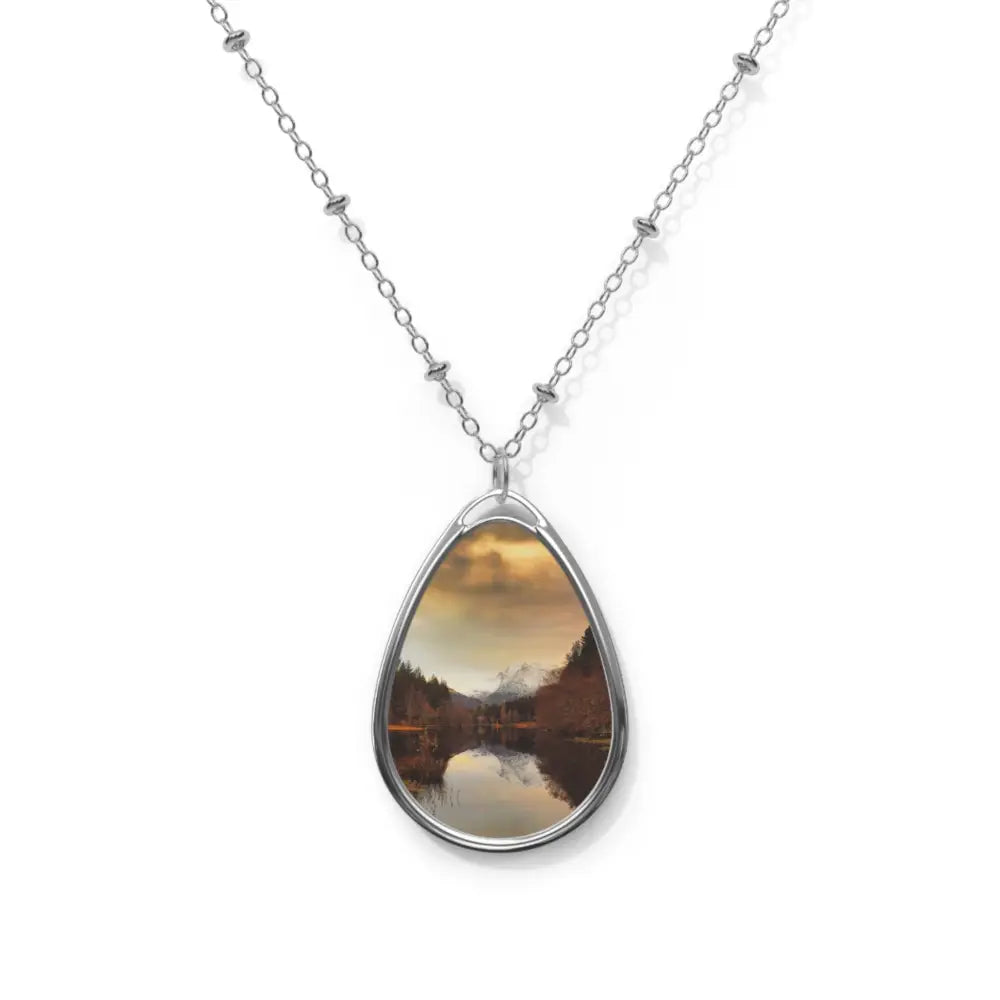 Glencoe Lochan Dusk Ellipse Art Necklace
