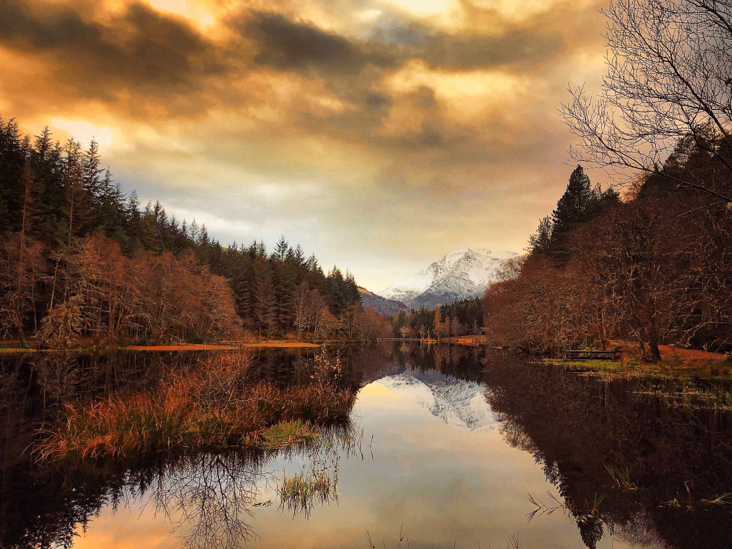 Serene Glencoe Lochan Dusk reflecting mountains and sky in Lochan Dusk photography print