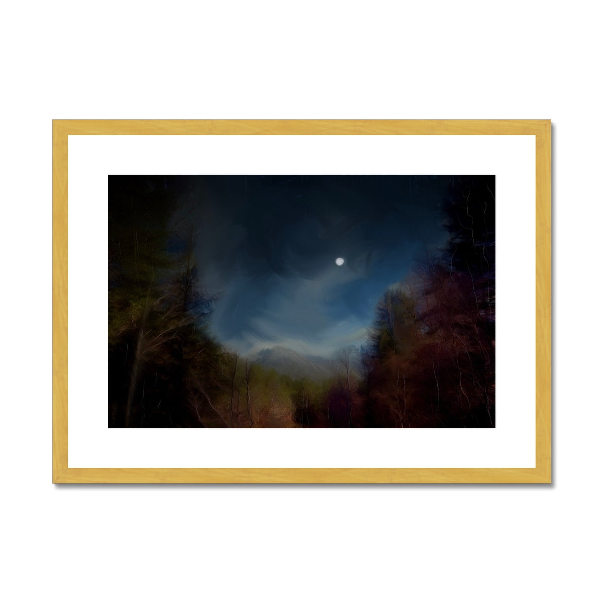 Glencoe Lochan Moonlight Painting | Antique Framed & Mounted Prints From Scotland