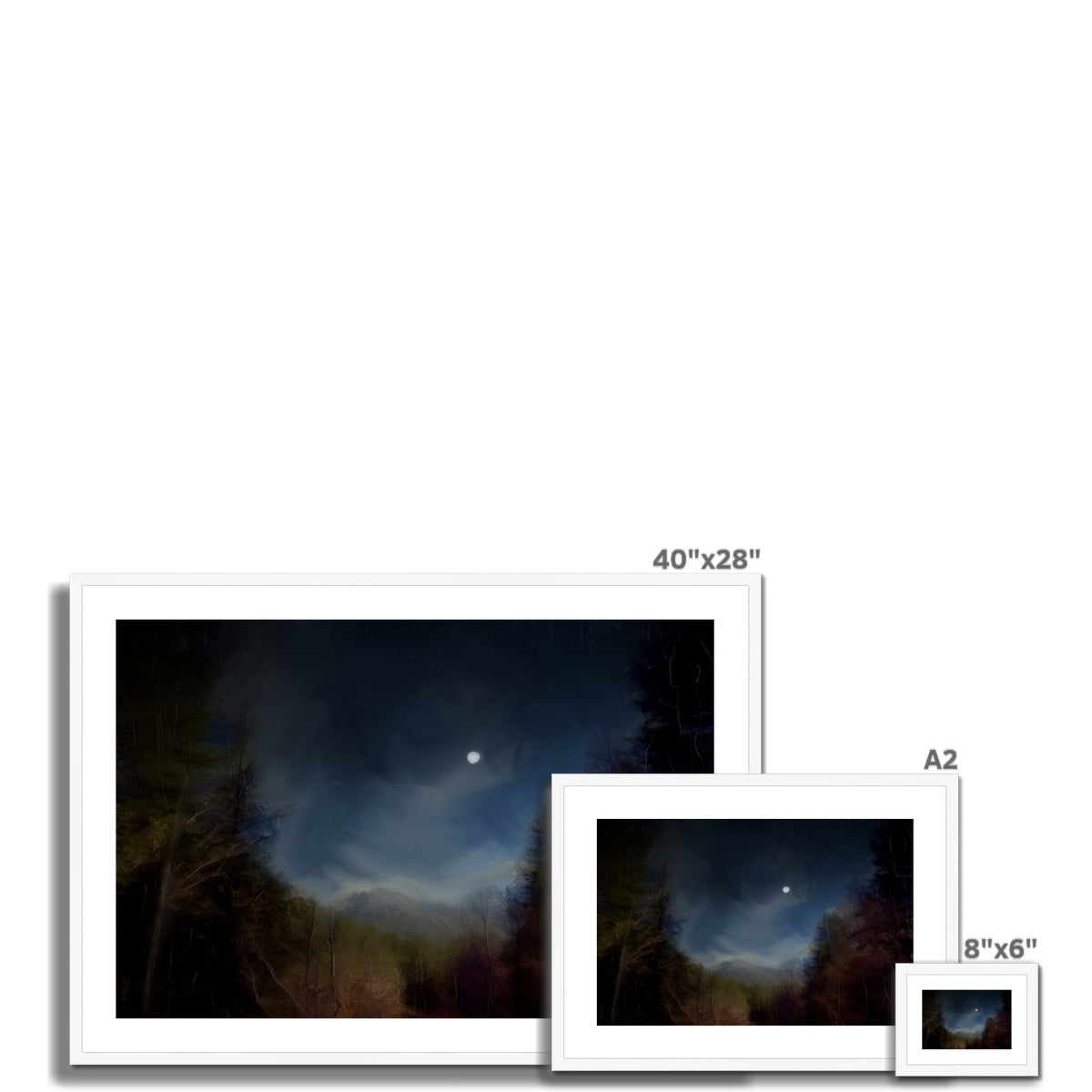 Glencoe Lochan Moonlight Painting | Framed & Mounted Prints From Scotland