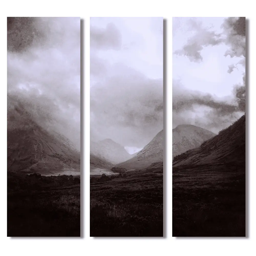 Glencoe Mist Triptych - Scottish Statement Interior Wall Art - Gallery Scotland