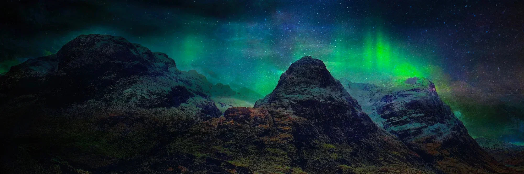 Glencoe Northern Lights Original Panoramic Painting - Scottish Artist Art Gallery Scotland