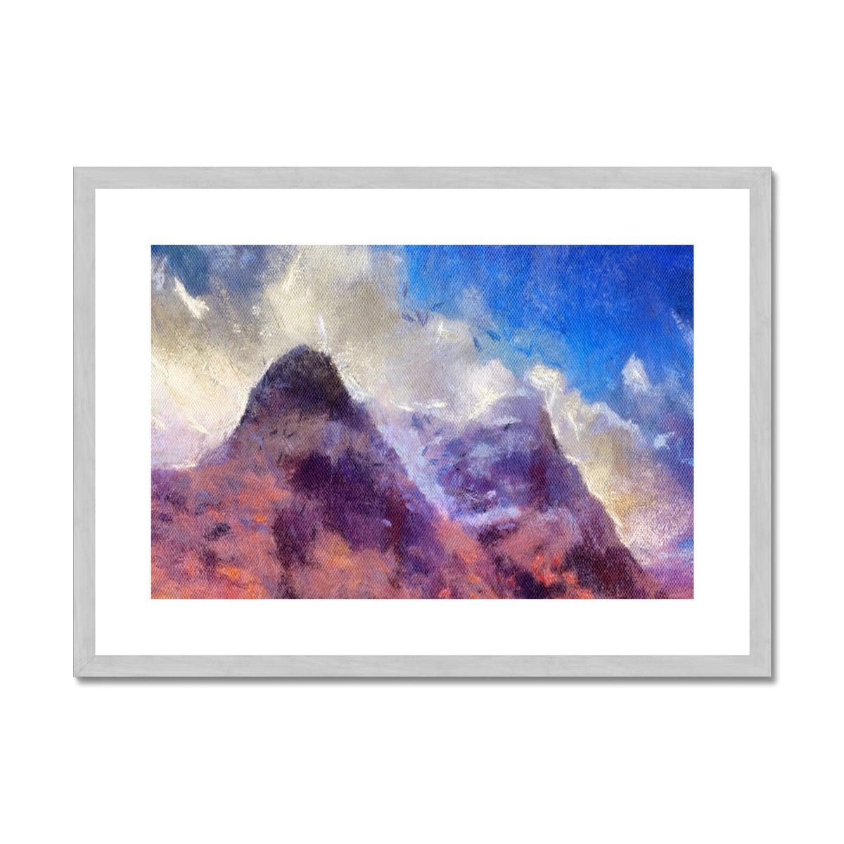 Glencoe Painting | Antique Framed & Mounted Prints From Scotland-Antique Framed & Mounted Prints-Glencoe Art Gallery-A2 Landscape-Silver Frame-Paintings, Prints, Homeware, Art Gifts From Scotland By Scottish Artist Kevin Hunter