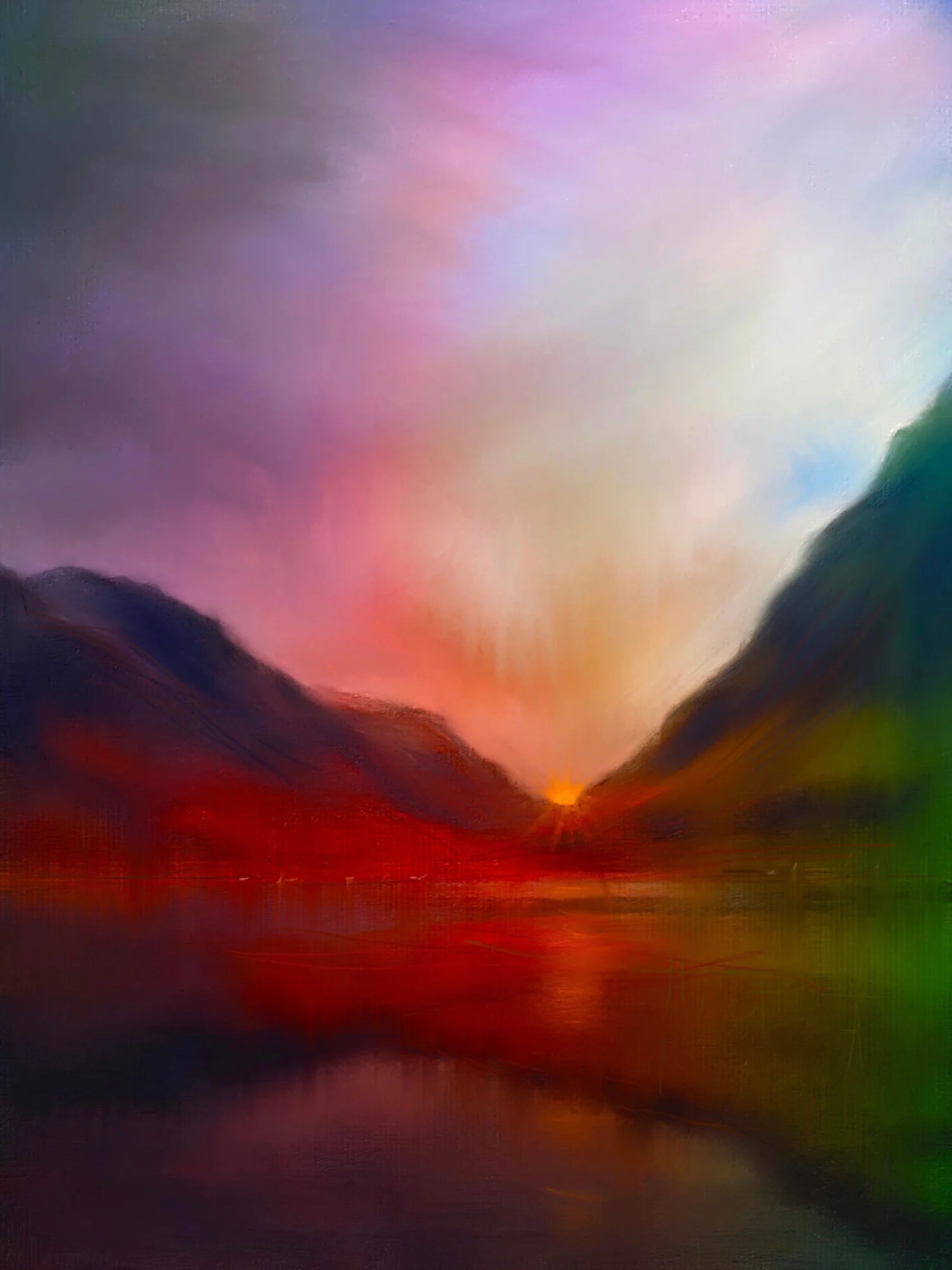 Glencoe Sunset - Art Gallery Scotland Worldwide Shipping Colorful Mountain Lake Kevin Hunter Portfolio Giclee Prints