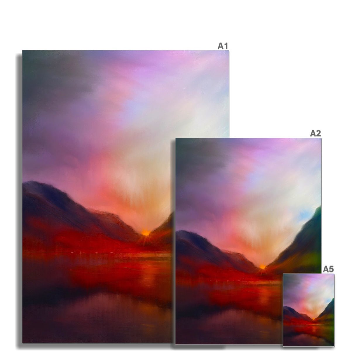 Glencoe Sunset Painting | Signed Art Prints From Scotland | By Scottish Artist Hunter