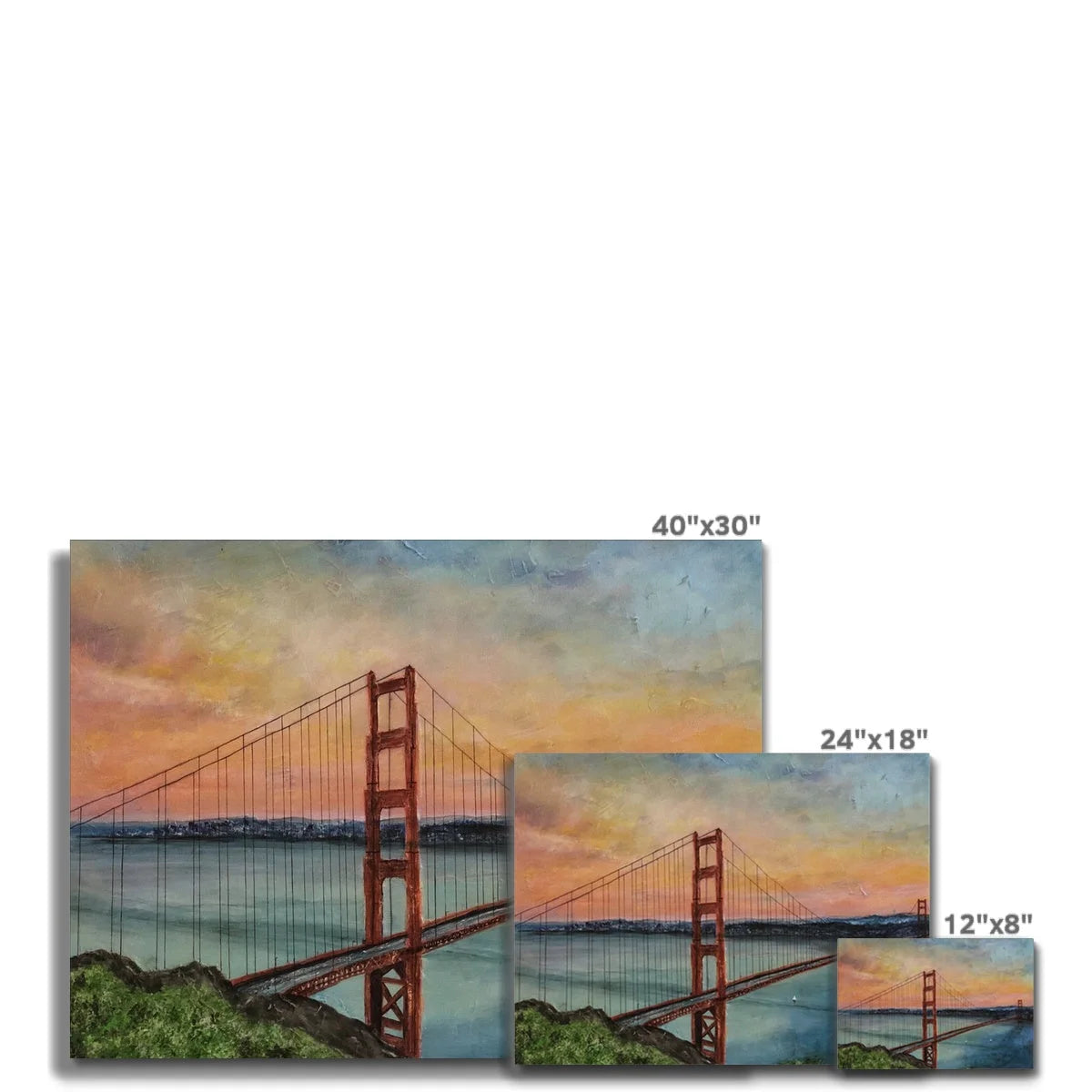 The Golden Gate Bridge Original Cityscape Painting on Canvas - World Art Gallery Scotland Worldwide Shipping Hunter Scottish Prints