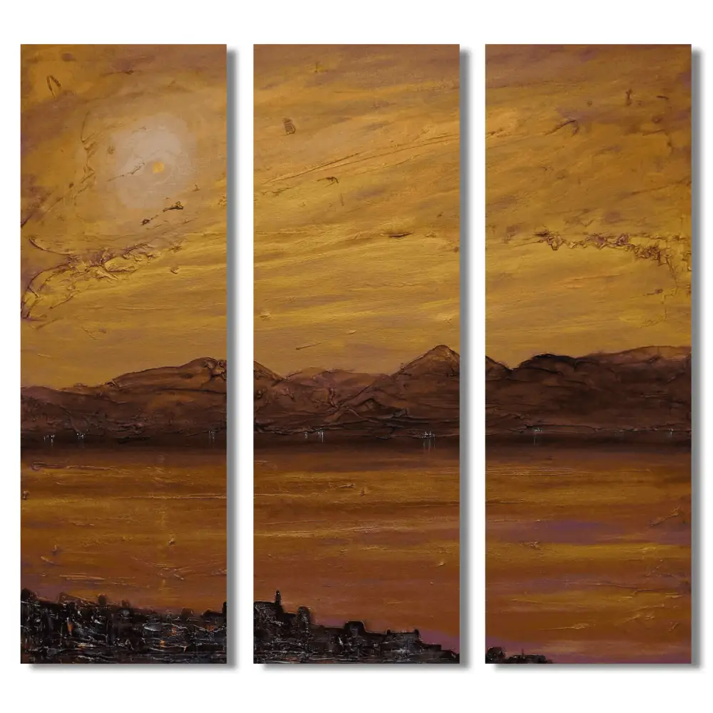 Gourock Autumn Dusk Triptych - Scottish Statement Interior Wall Art - River Clyde Gallery Scotland