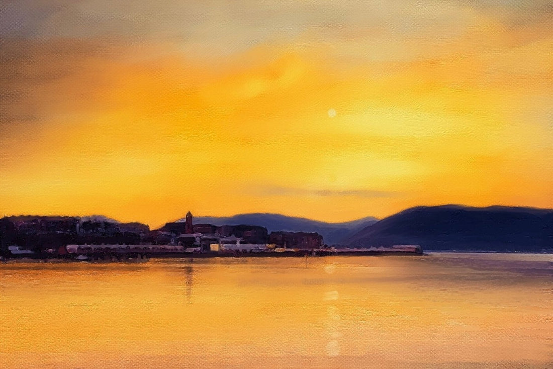 Gourock From Cardwell Bay Painting Fine Art Prints | An Artwork from Scotland by Scottish Artist Hunter