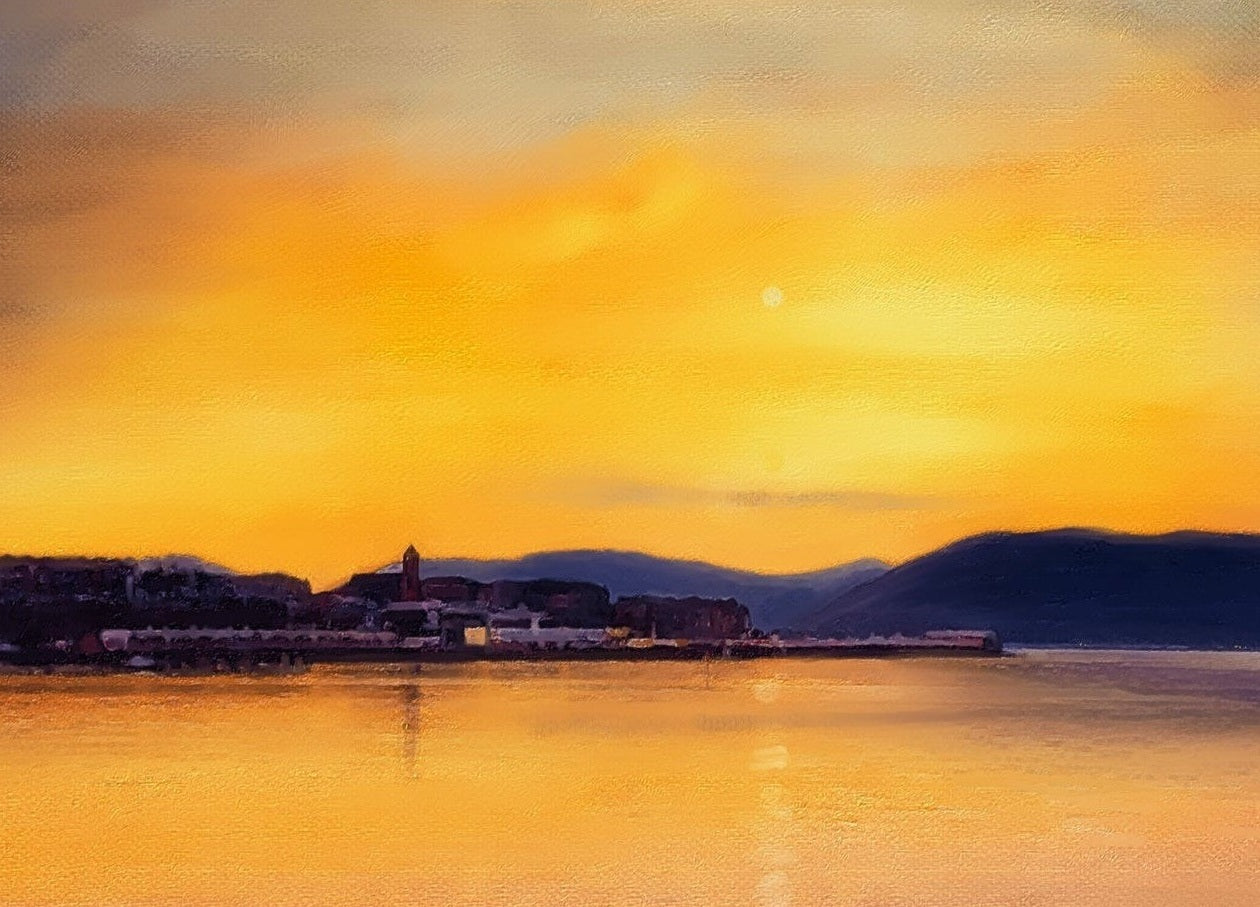 Gourock From Cardwell Bay Scottish Landscape Painting