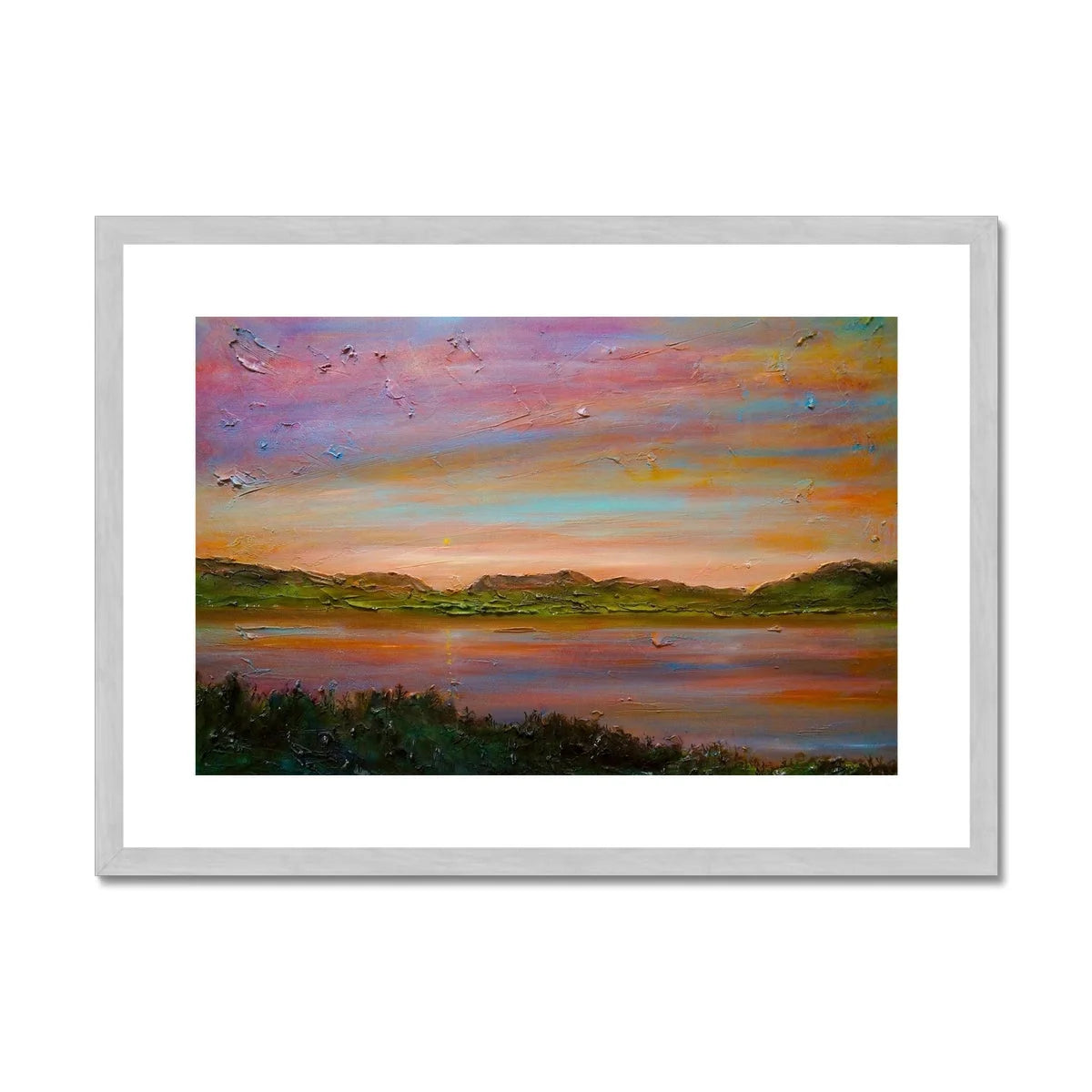 Gourock Golf Club Sunset Antique Framed & Mounted Print - River Clyde Art Gallery Scotland Worldwide Shipping Scottish Artist Fine Prints