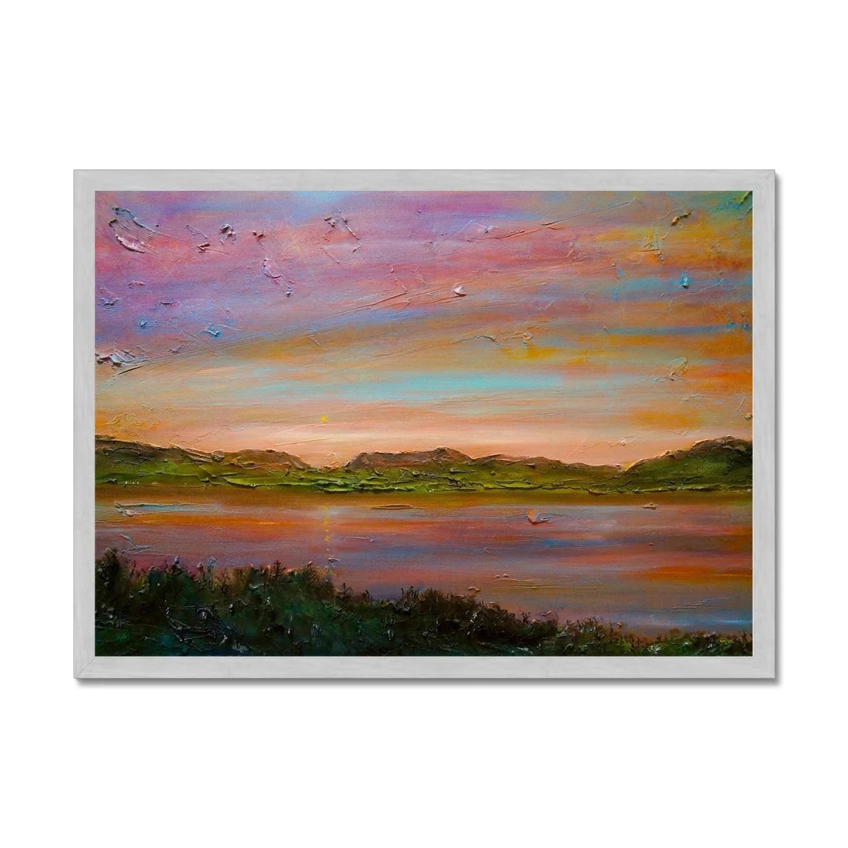 Gourock Golf Club Sunset Antique Framed Print - River Clyde Art Gallery Scotland Worldwide Shipping Scottish Artist Fine Prints
