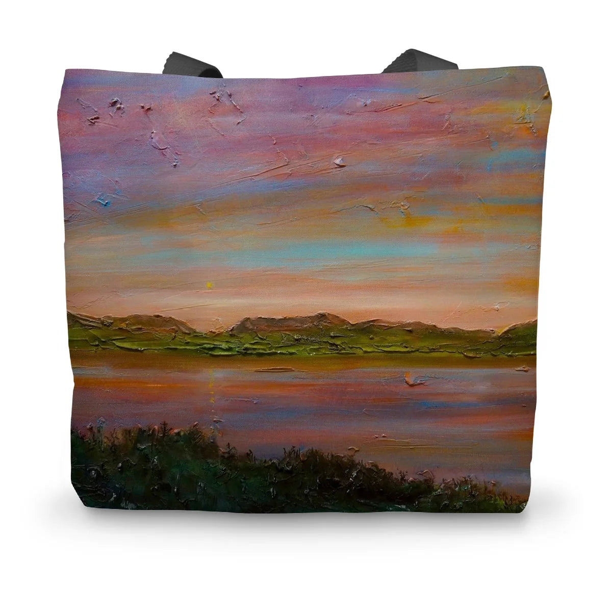 Gourock Golf Club Sunset Canvas Tote Bag - River Clyde Art Gallery Scotland Worldwide Shipping Scottish Prints