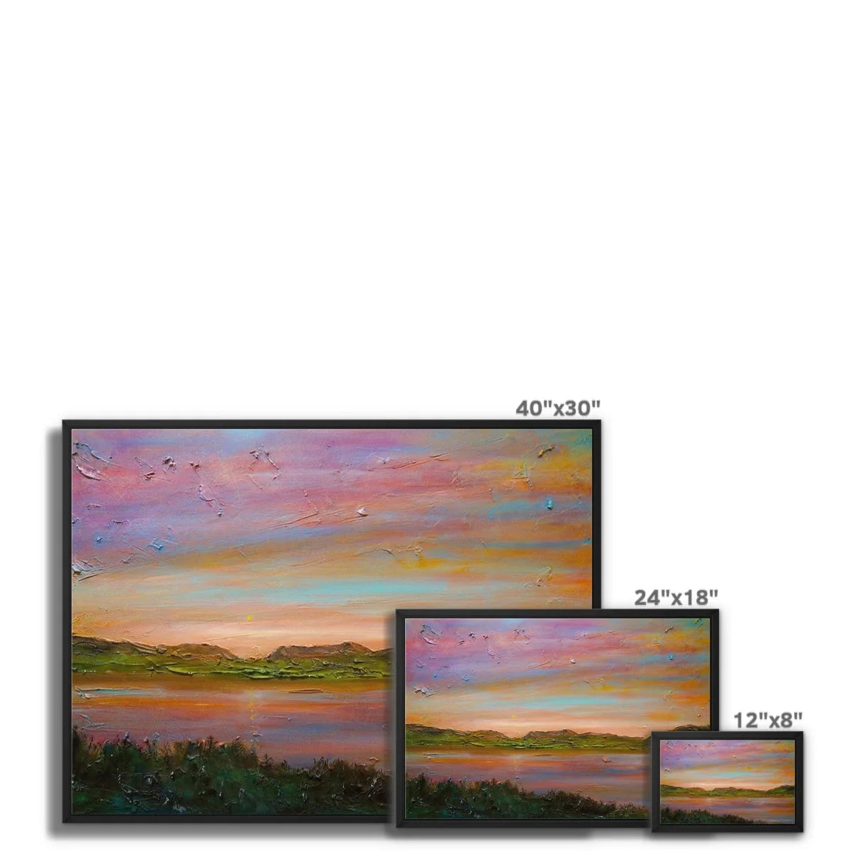 Gourock Golf Club Sunset Framed Canvas - River Clyde Art Gallery Scotland Worldwide Shipping Scottish Artist Fine Prints and Paintings
