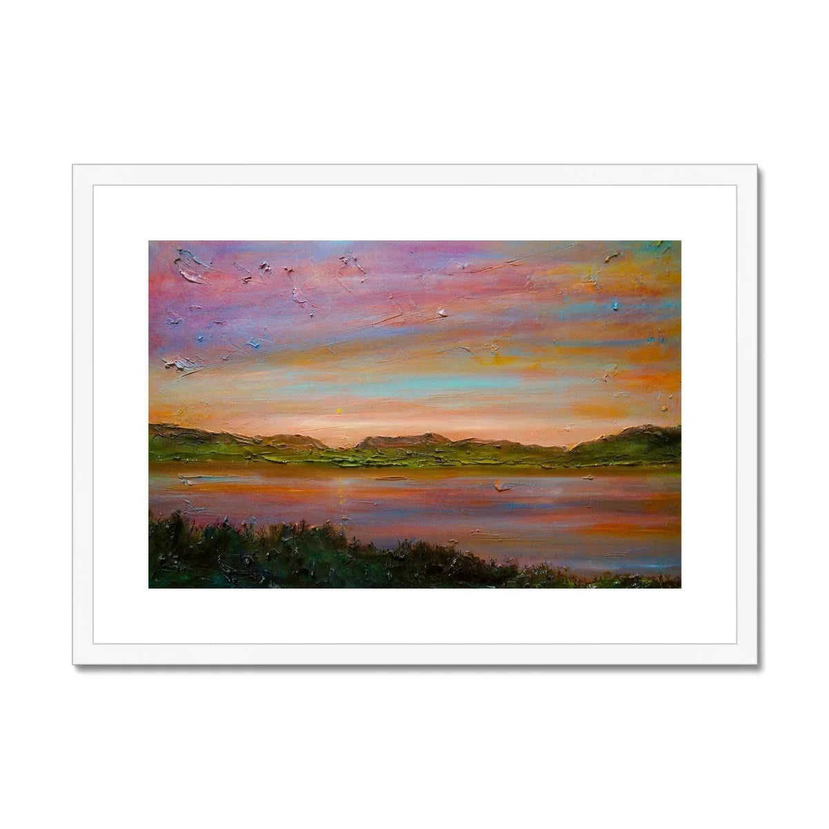 Gourock Golf Club Sunset Framed & Mounted Print - River Clyde Art Gallery Scotland Worldwide Shipping Scottish Artist Fine Prints