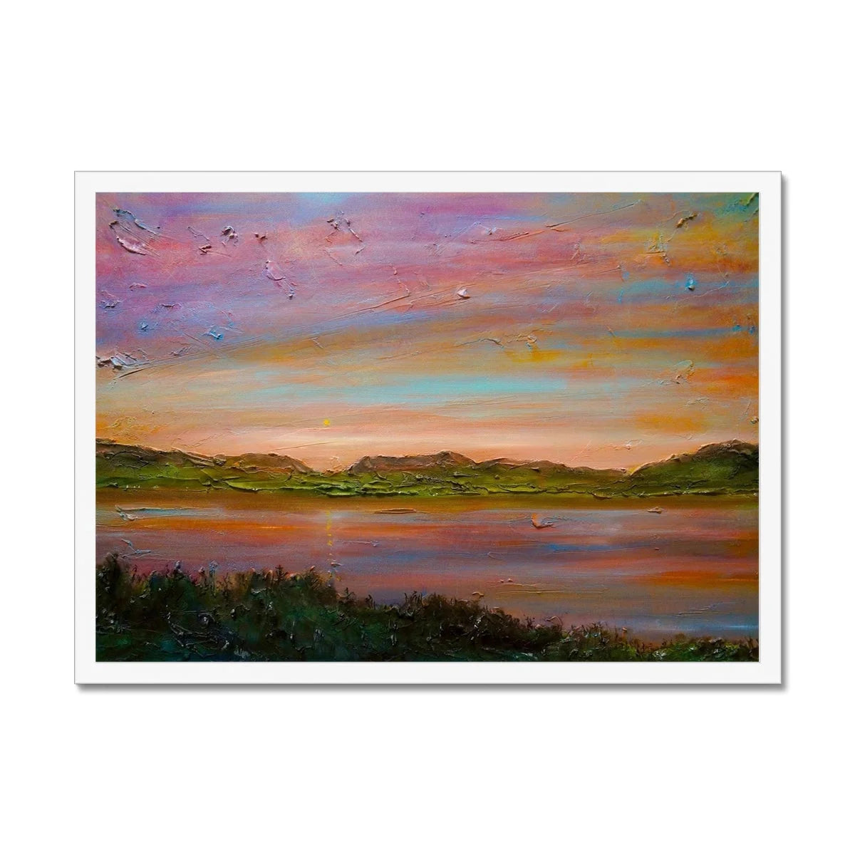 Gourock Golf Club Sunset Framed Print - River Clyde Art Gallery Scotland Worldwide Shipping Scottish Artist Fine Prints and Paintings