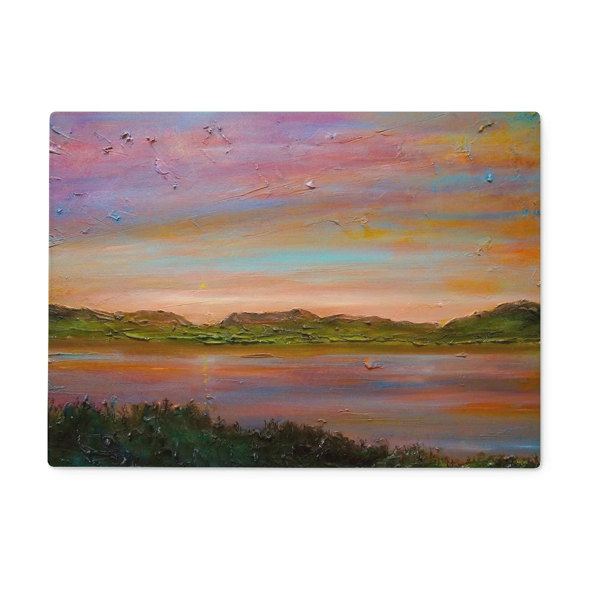 Gourock Golf Club Sunset Glass Chopping Board - River Clyde Art Gallery Scotland Worldwide Shipping Scottish Prints