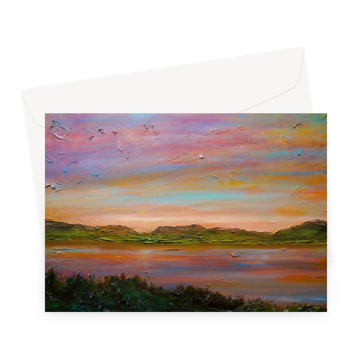 Gourock Golf Club Sunset Scottish Art Gifts Greeting Card