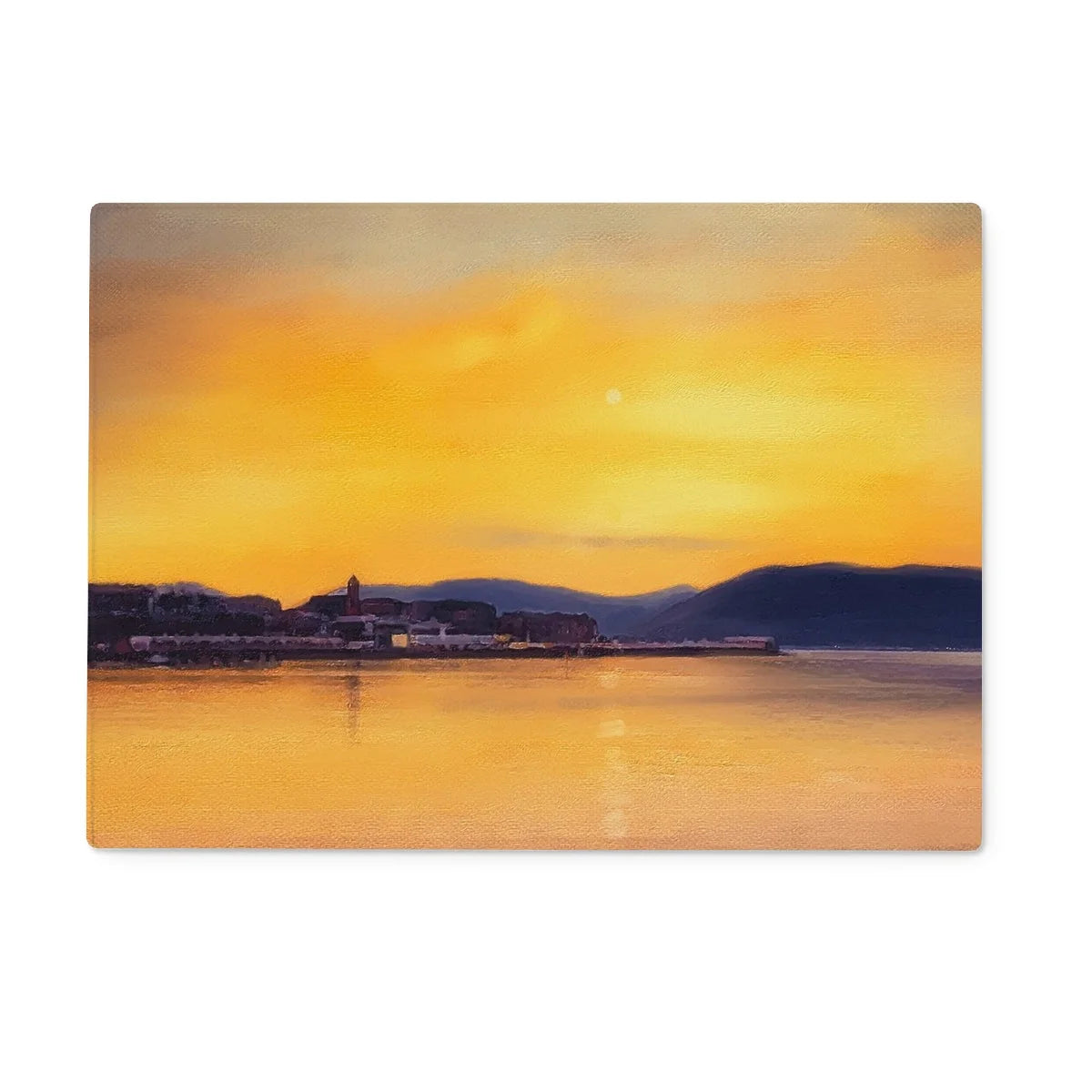 Gourock Sunset from Cardwell Bay Glass Chopping Board - River Clyde Art Gallery Scotland Worldwide Shipping Scottish Prints