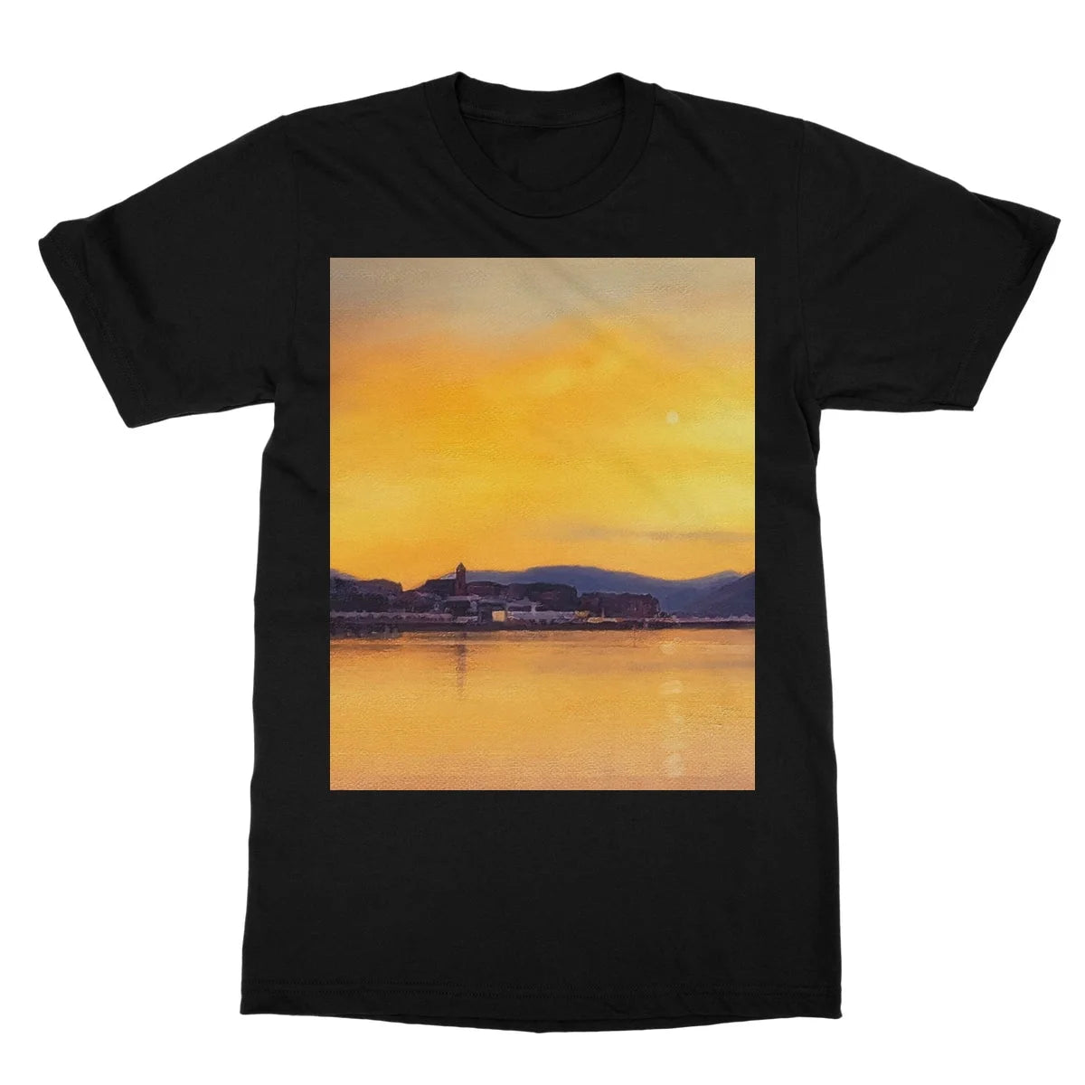 Gourock Sunset from Cardwell Bay Softstyle T-shirt - River Clyde Art Gallery Scotland Worldwide Shipping Scottish Artist Fine Prints