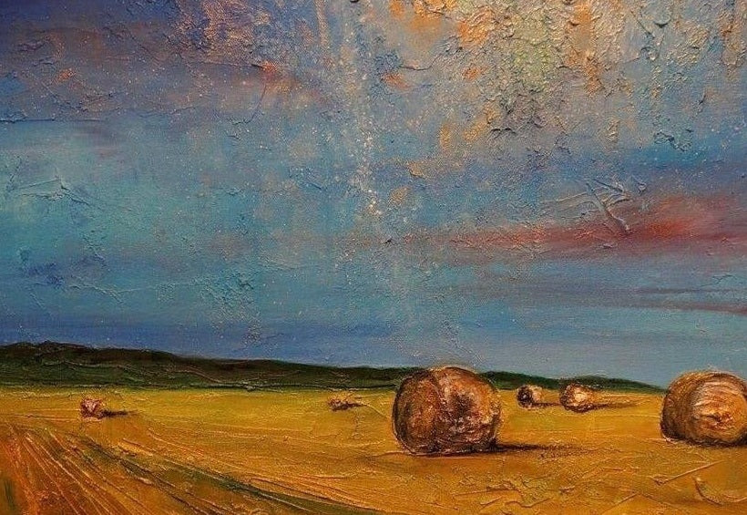 Hay Bales Scottish Landscape Painting