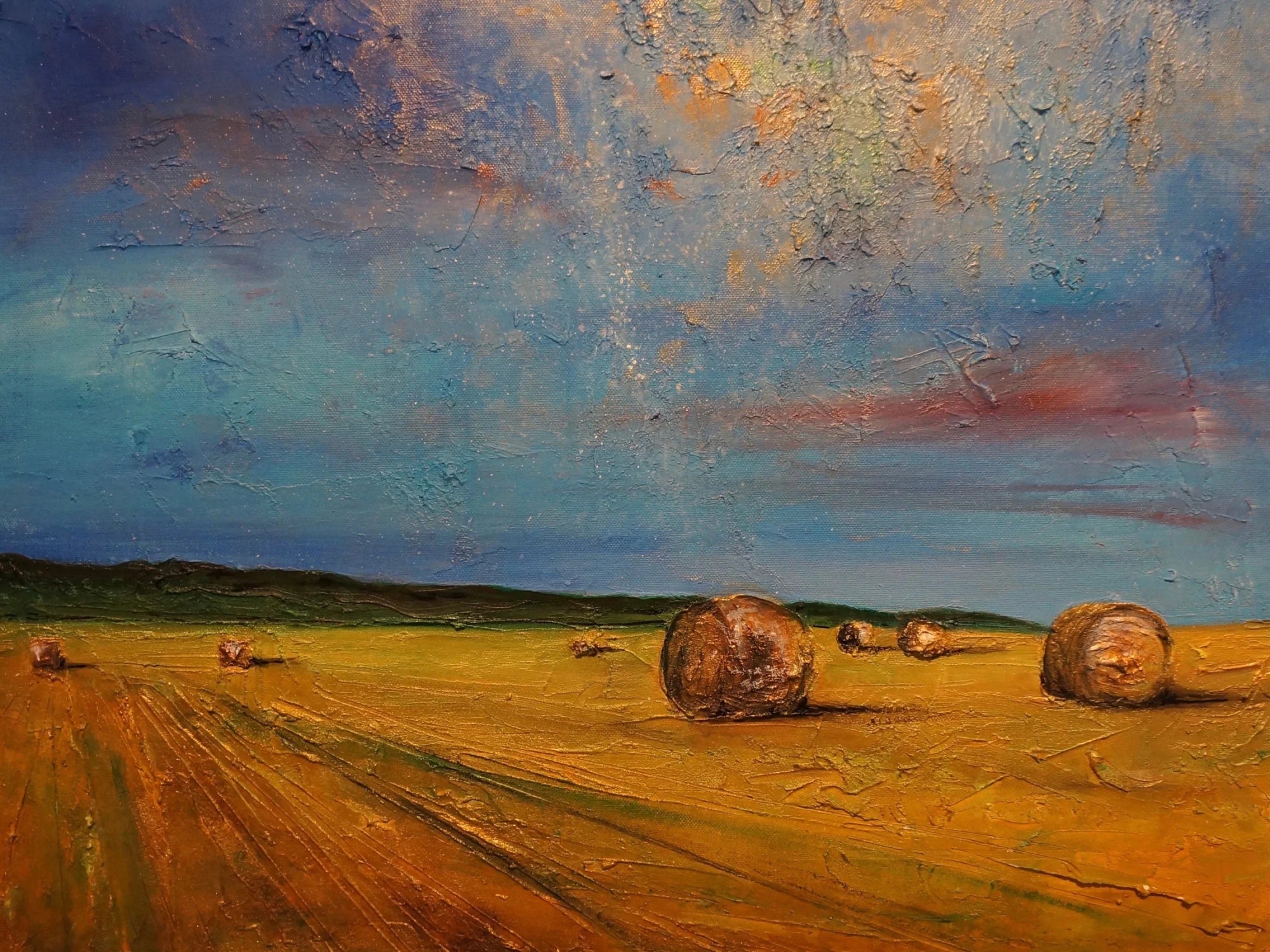 Highland Hay Bales Original Painting - Scottish Artist Highlands & Lowlands Art Gallery Scotland