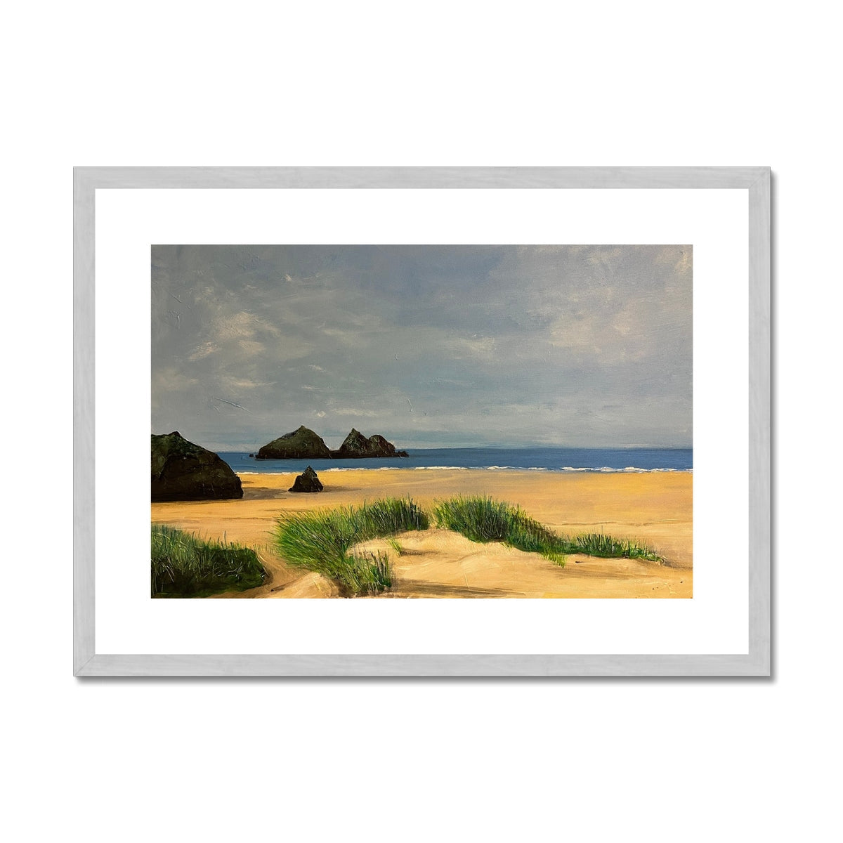 Holywell Bay Cornwall Painting | Antique Framed & Mounted Prints From Scotland