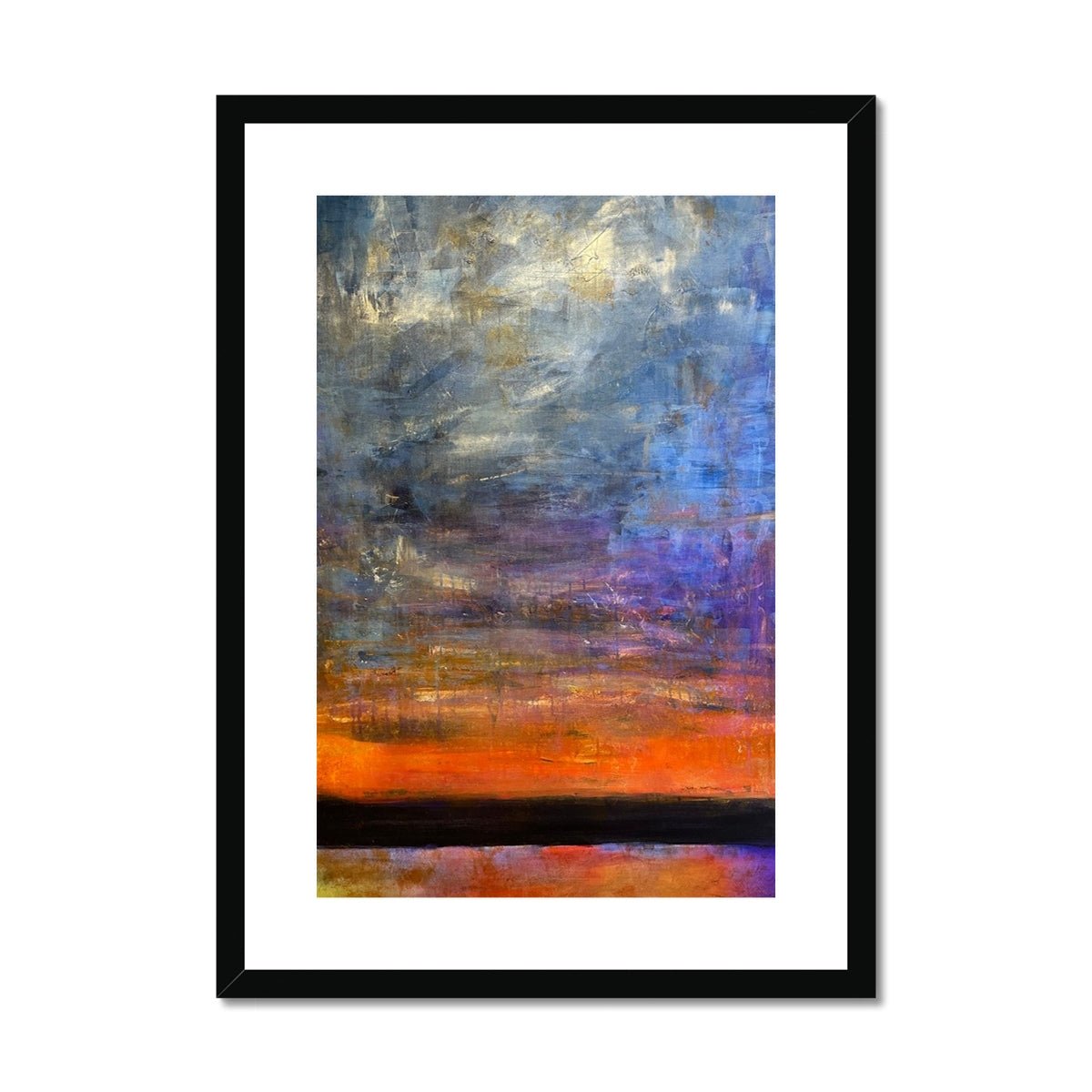 Horizon Dreams Abstract Painting | Framed & Mounted Prints From Scotland-Framed & Mounted Prints-Abstract & Impressionistic Art Gallery-A2 Portrait-Black Frame-Paintings, Prints, Homeware, Art Gifts From Scotland By Scottish Artist Kevin Hunter