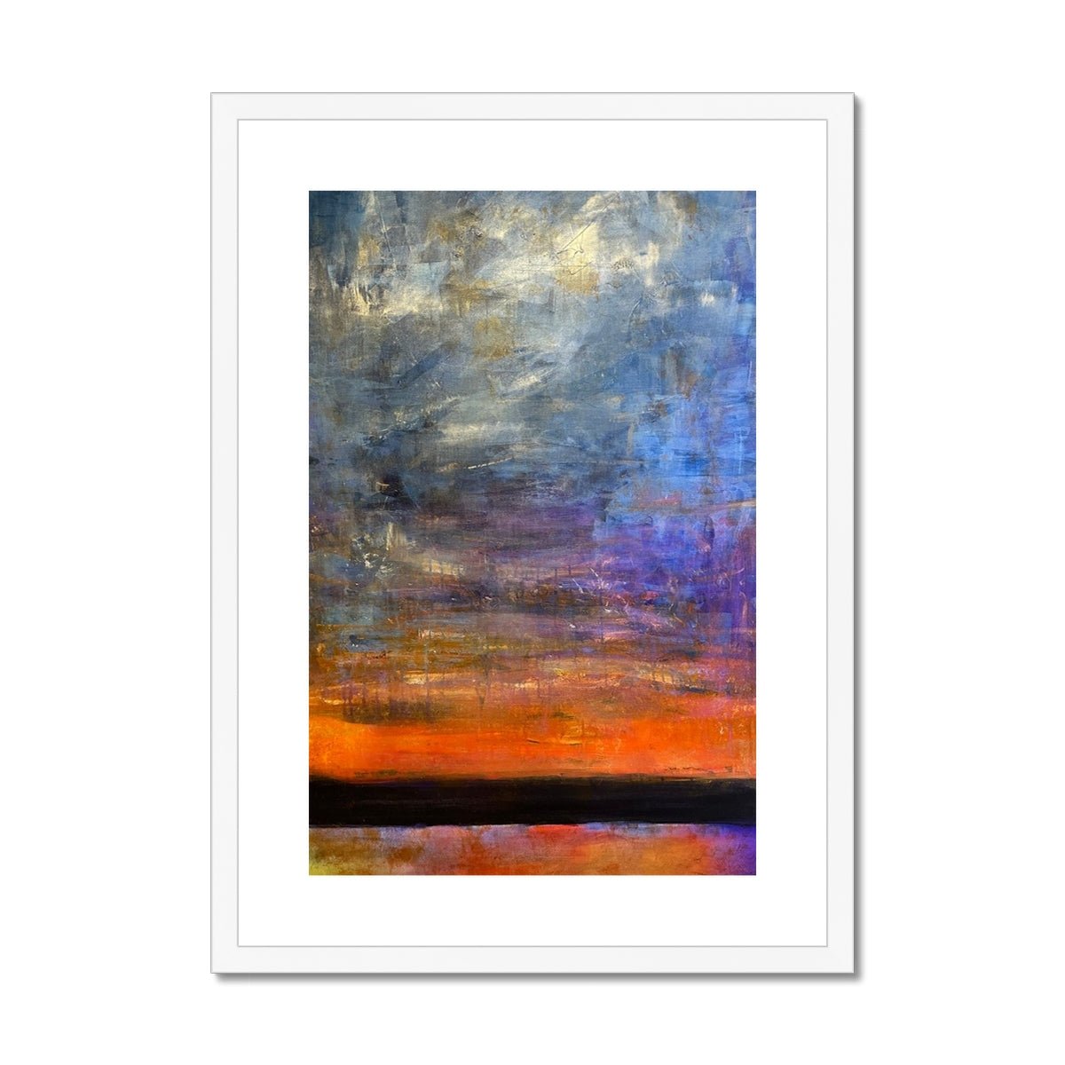Horizon Dreams Abstract Painting | Framed & Mounted Prints From Scotland-Framed & Mounted Prints-Abstract & Impressionistic Art Gallery-A2 Portrait-White Frame-Paintings, Prints, Homeware, Art Gifts From Scotland By Scottish Artist Kevin Hunter
