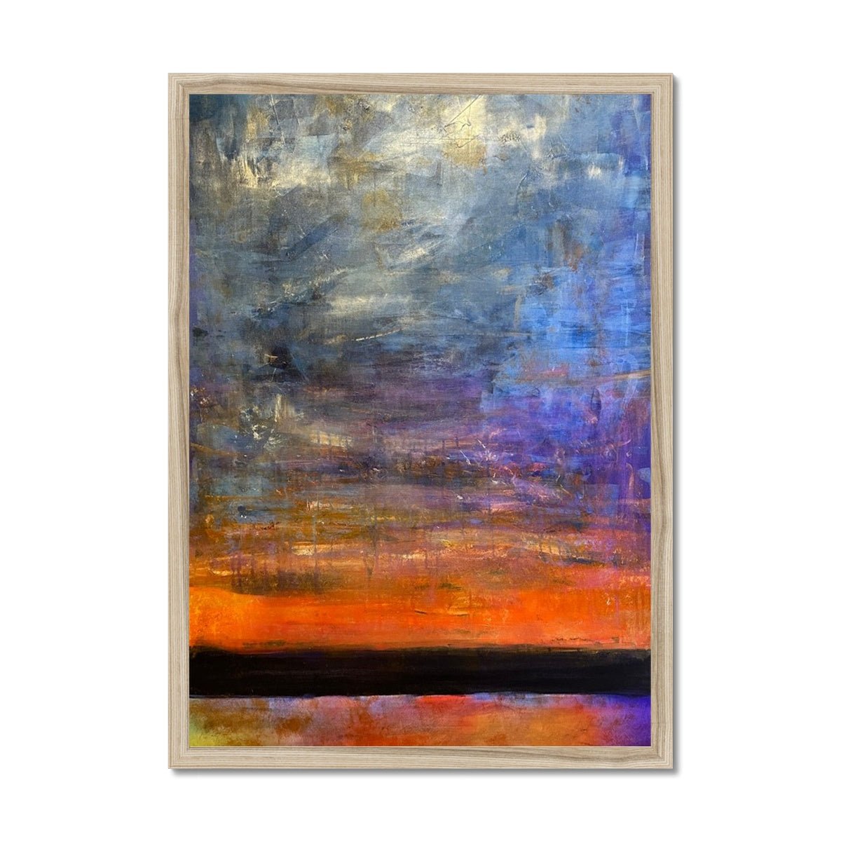 Horizon Dreams Abstract Painting | Framed Prints From Scotland-Framed Prints-Abstract & Impressionistic Art Gallery-A2 Portrait-Natural Frame-Paintings, Prints, Homeware, Art Gifts From Scotland By Scottish Artist Kevin Hunter