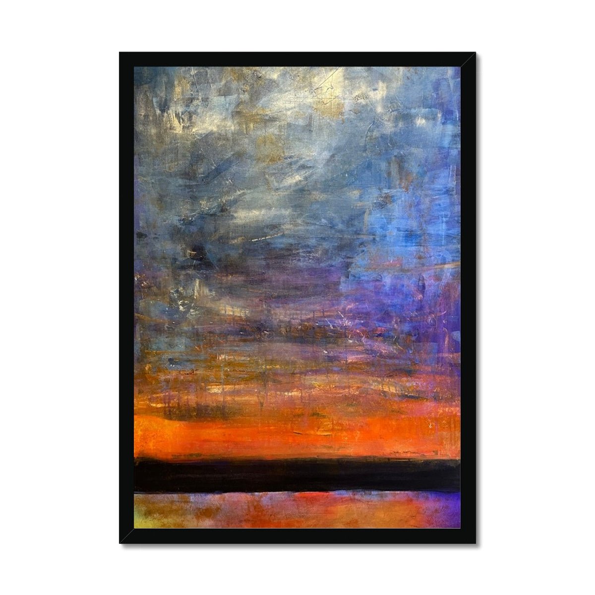 Horizon Dreams Abstract Painting | Framed Prints From Scotland-Framed Prints-Abstract & Impressionistic Art Gallery-A2 Portrait-Black Frame-Paintings, Prints, Homeware, Art Gifts From Scotland By Scottish Artist Kevin Hunter