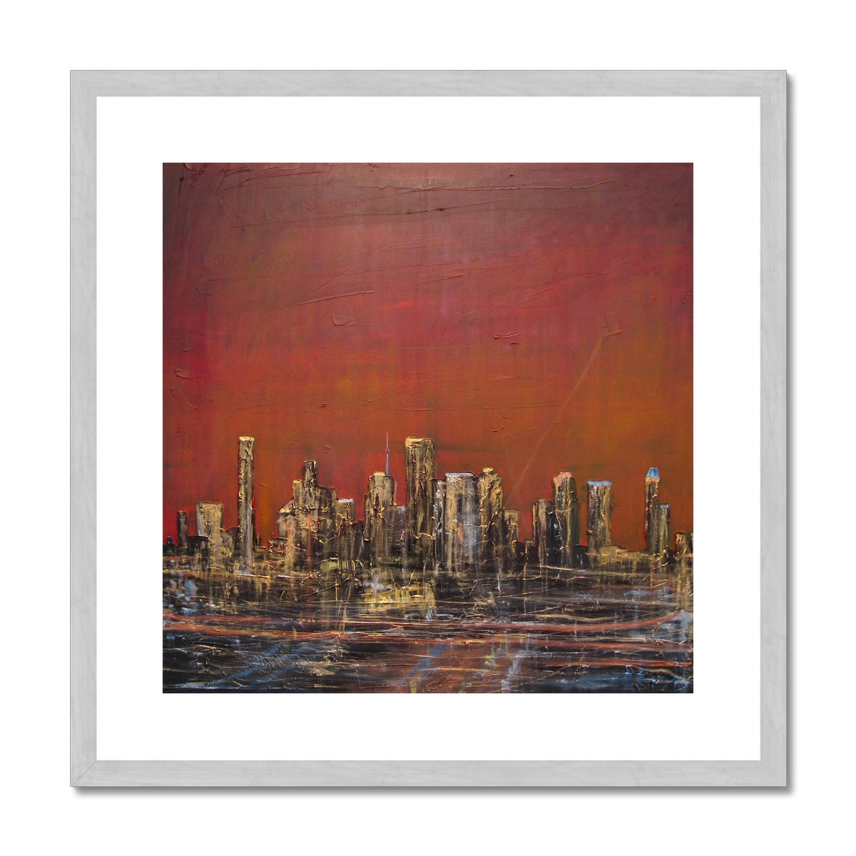 Houston Dusk Texas Painting | Antique Framed & Mounted Prints From Scotland