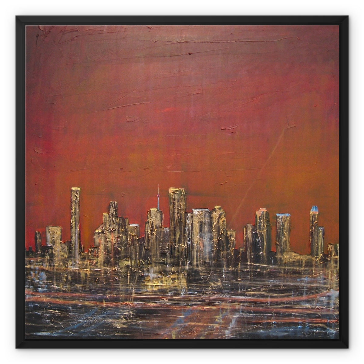 Houston Dusk Texas Painting | Framed Canvas From Scotland