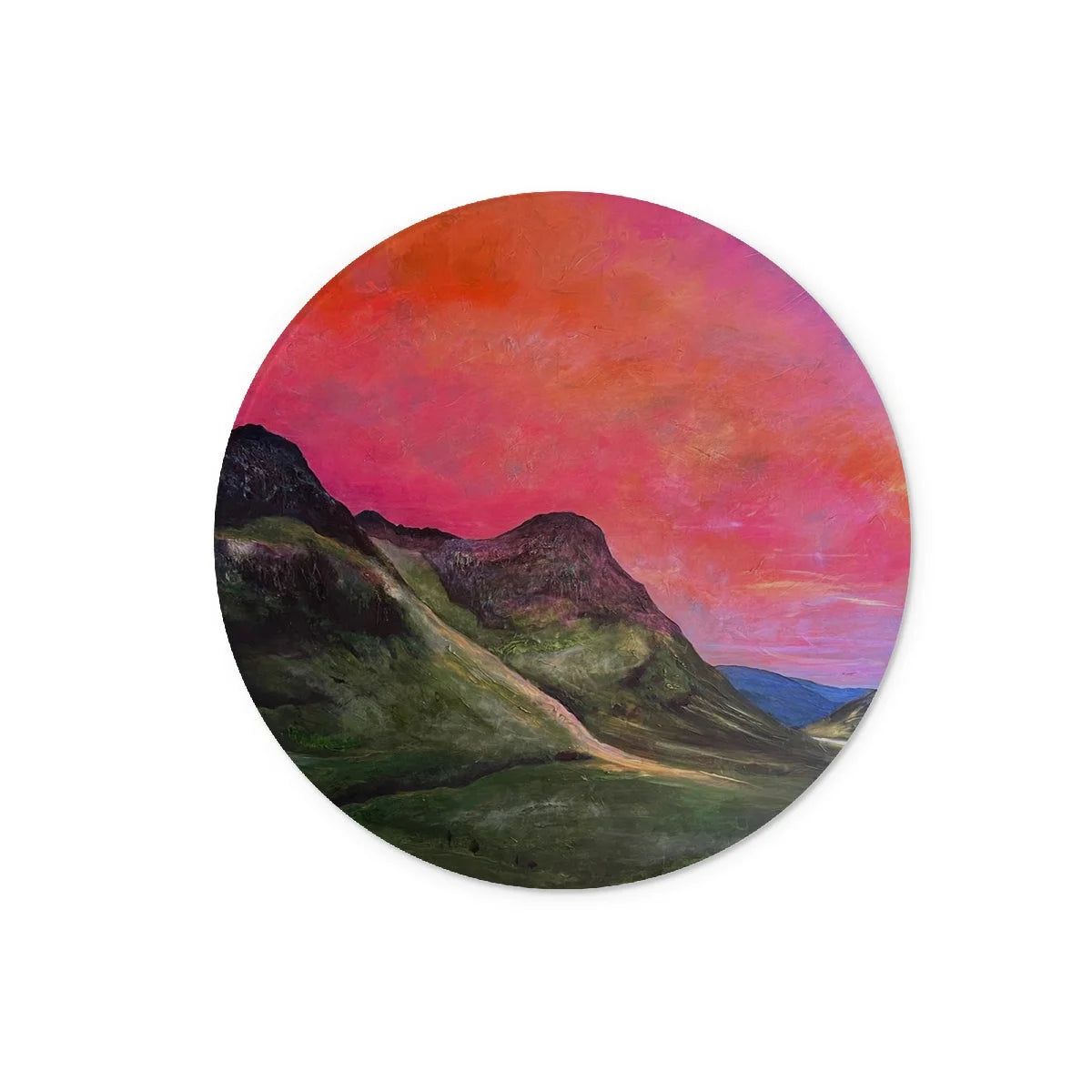 Into the Glencoe Dusk Glass Chopping Board - Art Gallery Scotland Worldwide Shipping Scottish Prints and Landscape Paintings by Artist