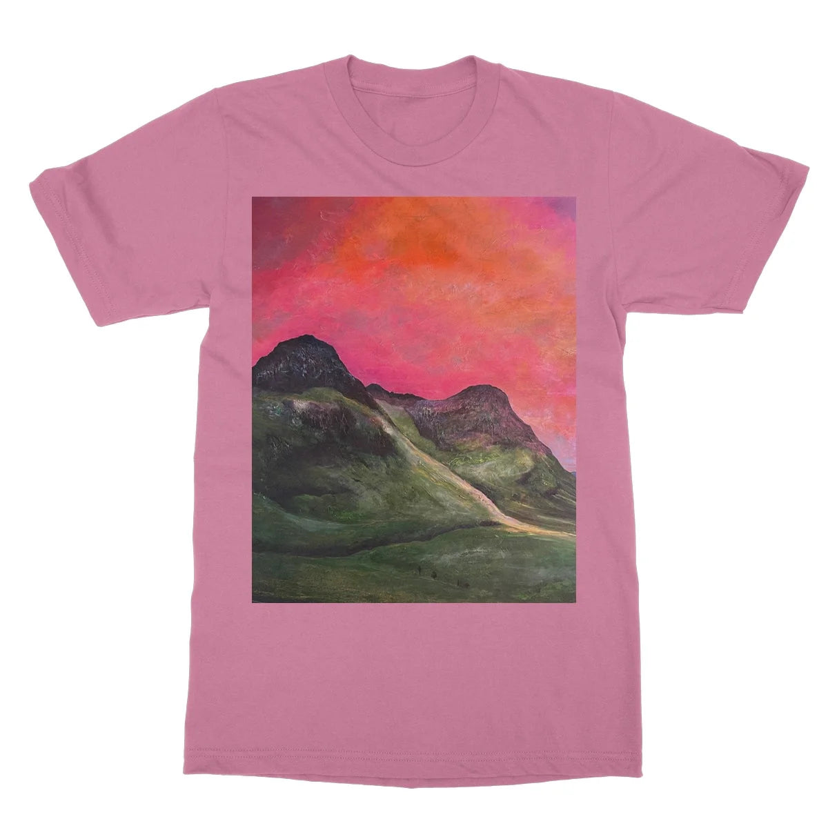 Into the Glencoe Dusk Softstyle T-shirt - Art Gallery Scotland Worldwide Shipping Scottish Prints and Landscape Paintings by Artist Hunter
