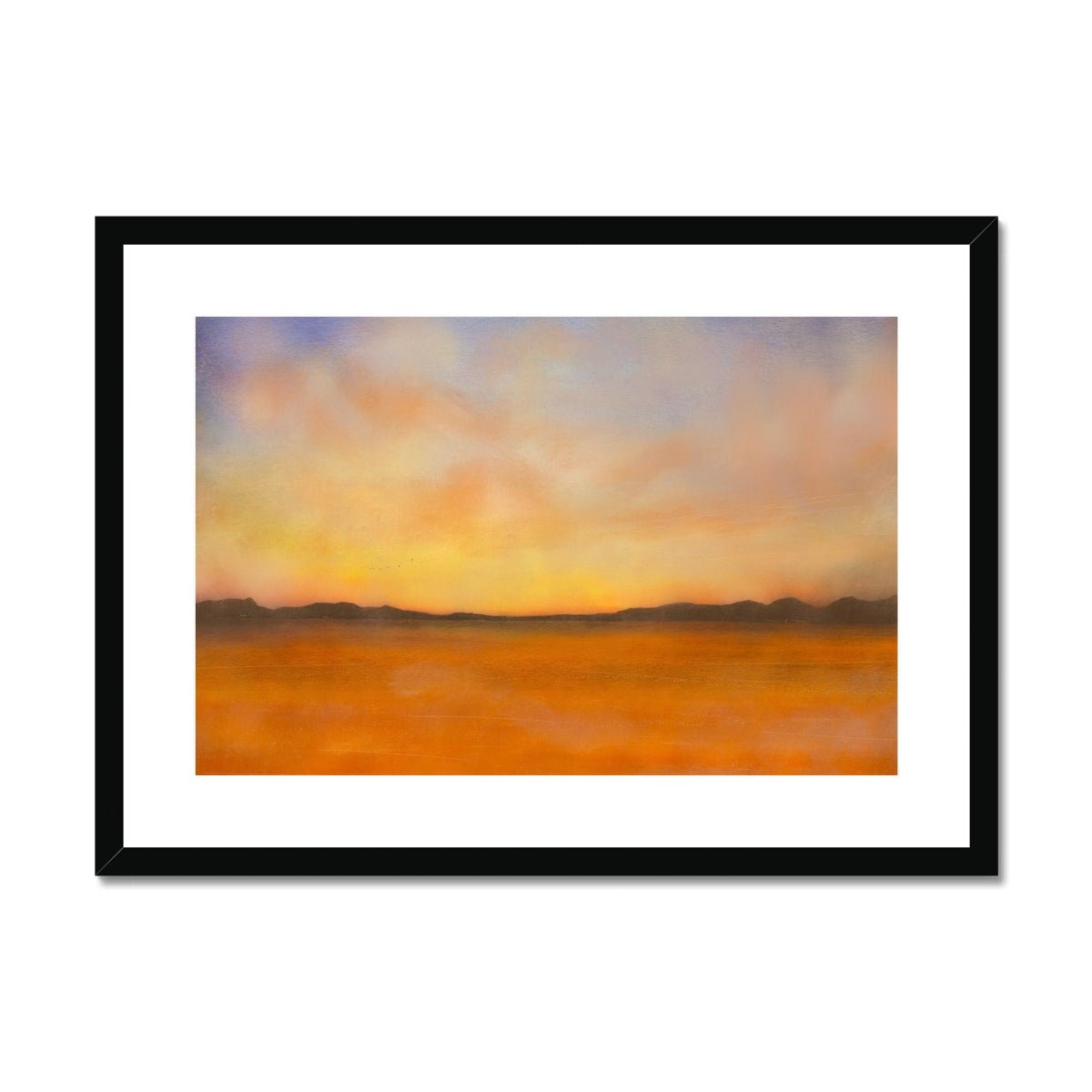 Islay Dawn Painting | Framed & Mounted Prints From Scotland-Framed & Mounted Prints-Hebridean Islands Art Gallery-A2 Landscape-Black Frame-Paintings, Prints, Homeware, Art Gifts From Scotland By Scottish Artist Kevin Hunter