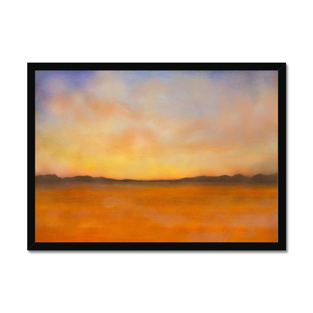Islay Dawn Painting | Framed Prints From Scotland-Framed Prints-Hebridean Islands Art Gallery-A2 Landscape-Black Frame-Paintings, Prints, Homeware, Art Gifts From Scotland By Scottish Artist Kevin Hunter