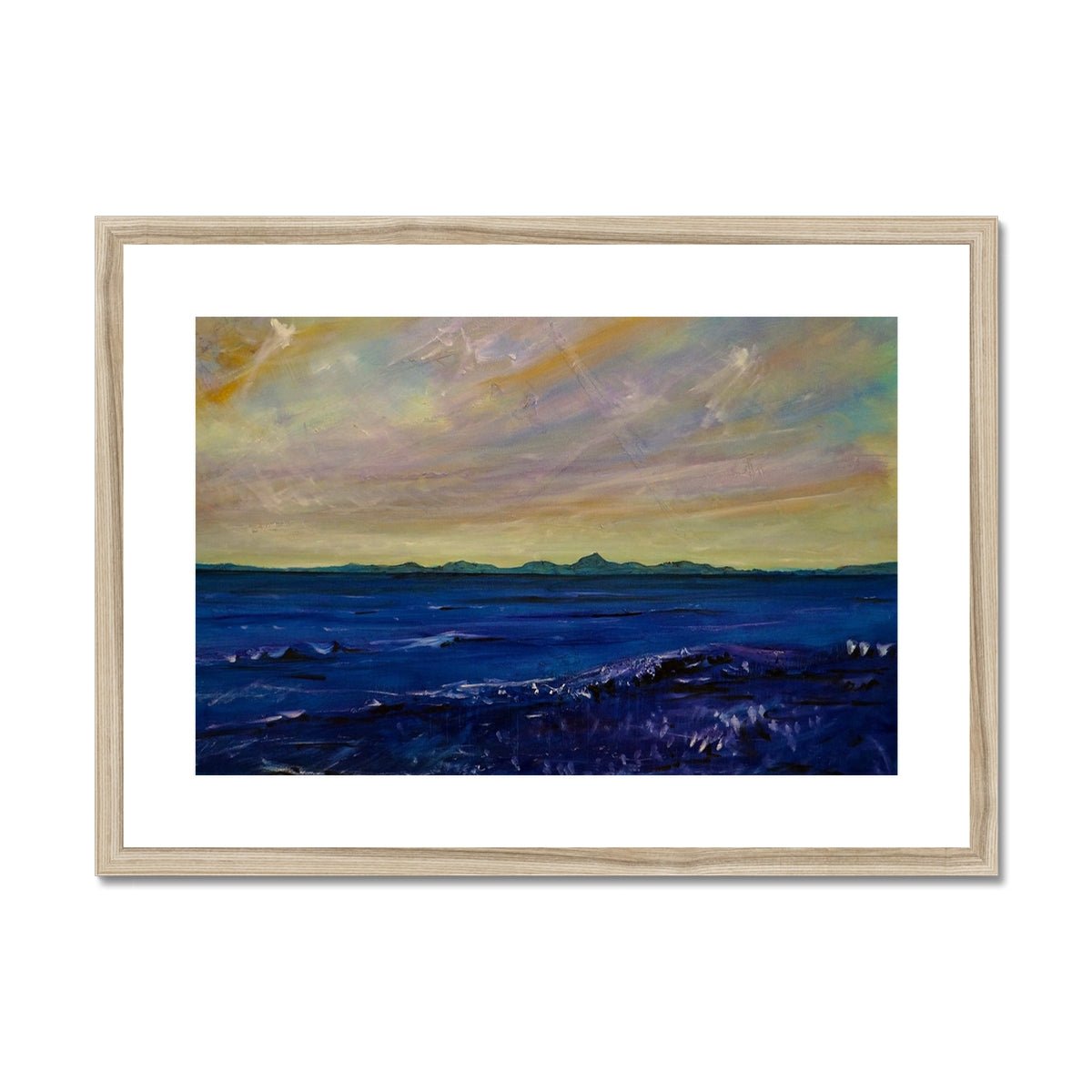 Jura Painting | Framed & Mounted Prints From Scotland-Framed & Mounted Prints-Hebridean Islands Art Gallery-A2 Landscape-Natural Frame-Paintings, Prints, Homeware, Art Gifts From Scotland By Scottish Artist Kevin Hunter