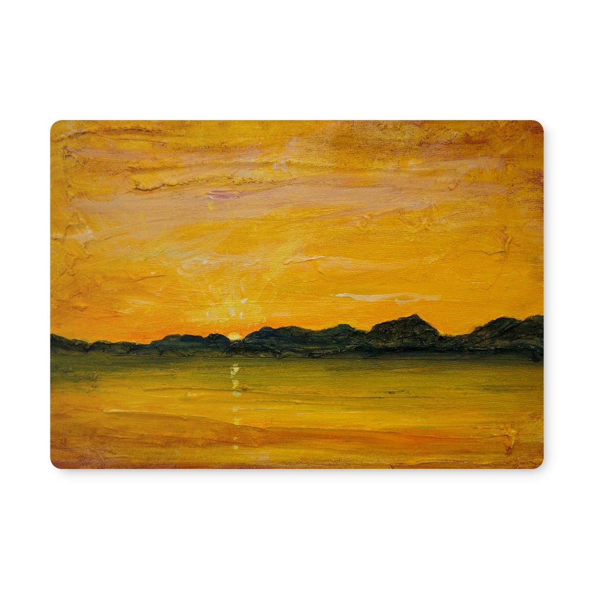 Jura Sunset Art Gifts Placemat-Placemats-Hebridean Islands Art Gallery-Single Placemat-Paintings, Prints, Homeware, Art Gifts From Scotland By Scottish Artist Kevin Hunter