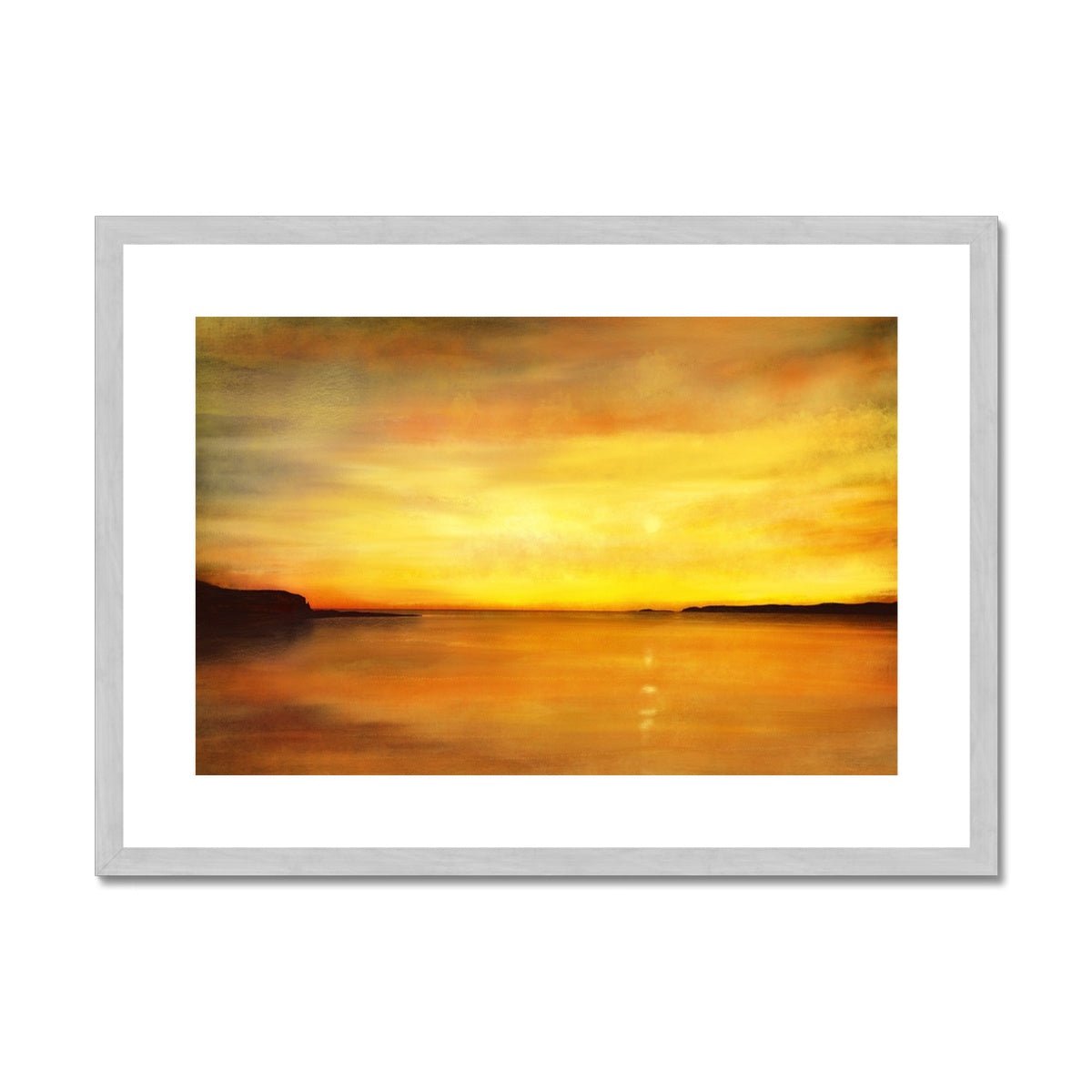 King's Cave Sunset Arran Painting | Antique Framed & Mounted Prints From Scotland